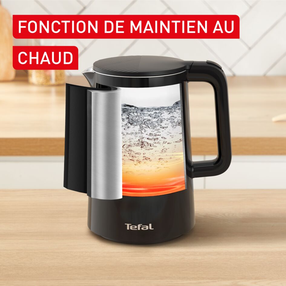 Bouilloire Électrique TEFAL Thermo Protect 1500W - Safe To Touch Noir Intérieur Inox KO1408E0