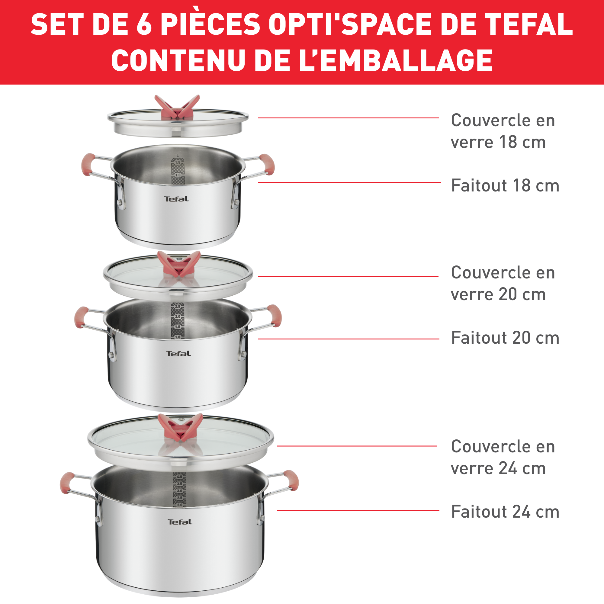 Lot De 3 Casseroles Carote Blanc Pierre - Induction - 18/20/22 Cm Avec Couvercles