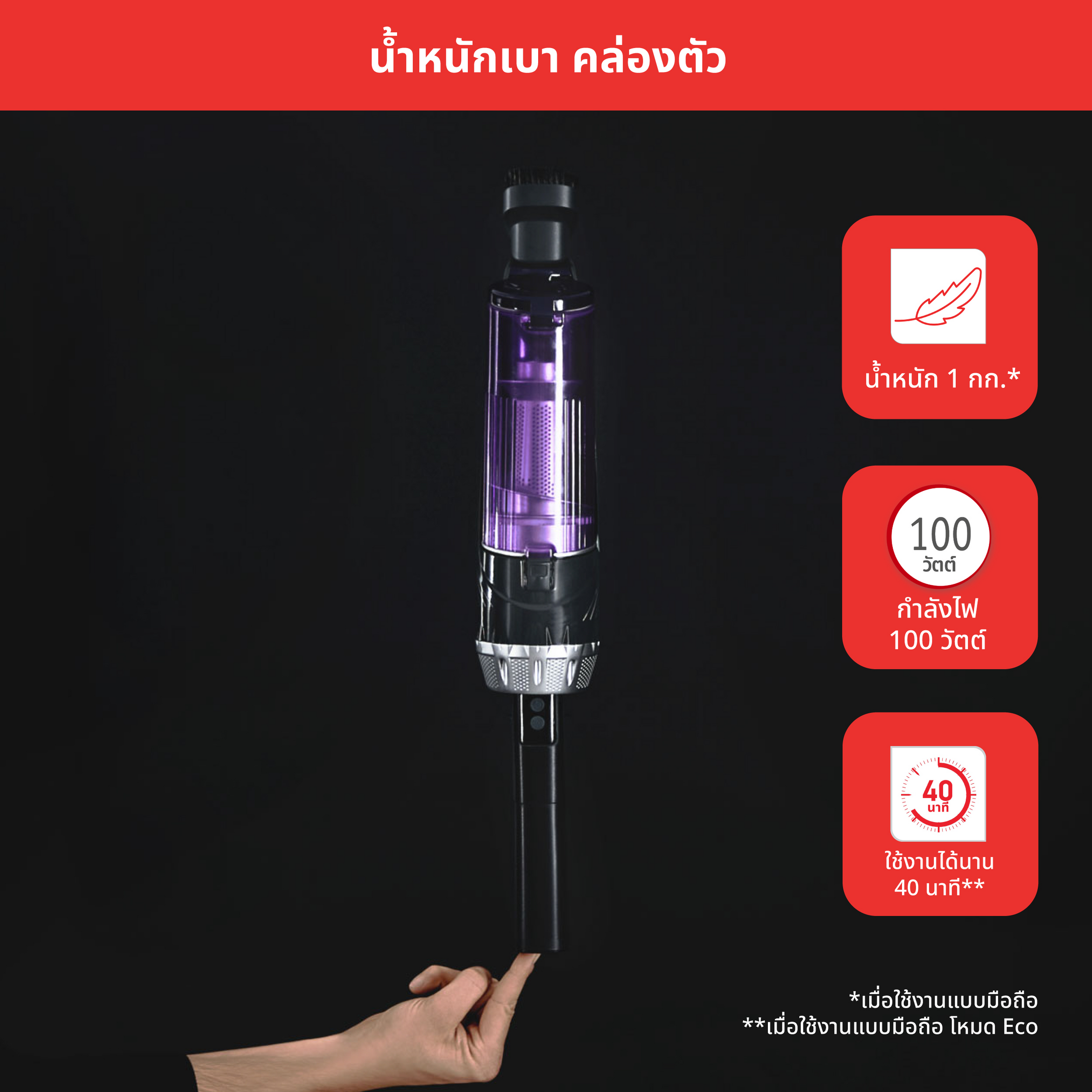 Tefal เครื่องดูดฝุ่นไร้สาย X-NANO ESSENTIAL 100 วัตต์ รุ่น TY1129WO | TEFAL