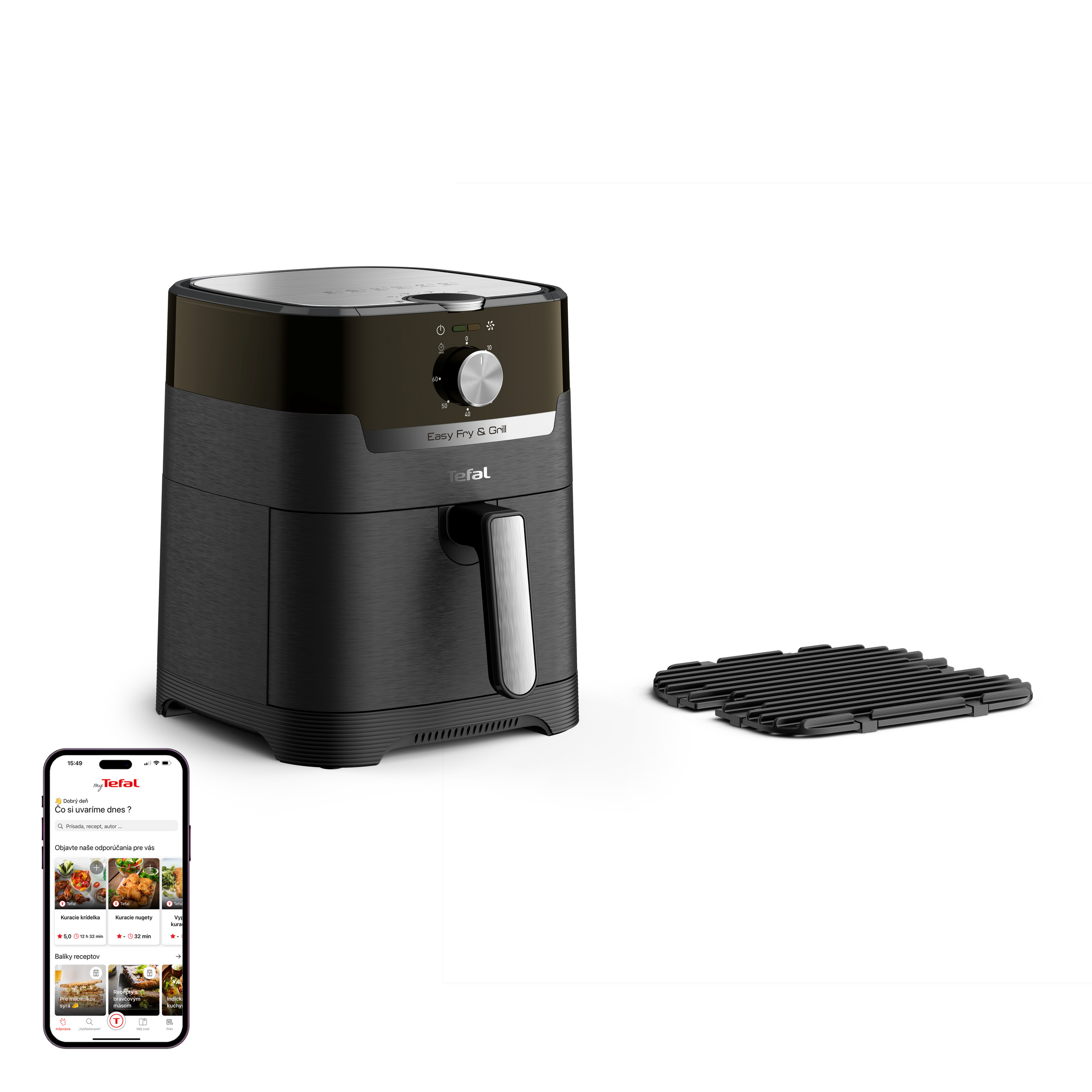 Teplovzdušná fritéza Tefal Easy Fry & Grill 2v1 EY501815 Čierna