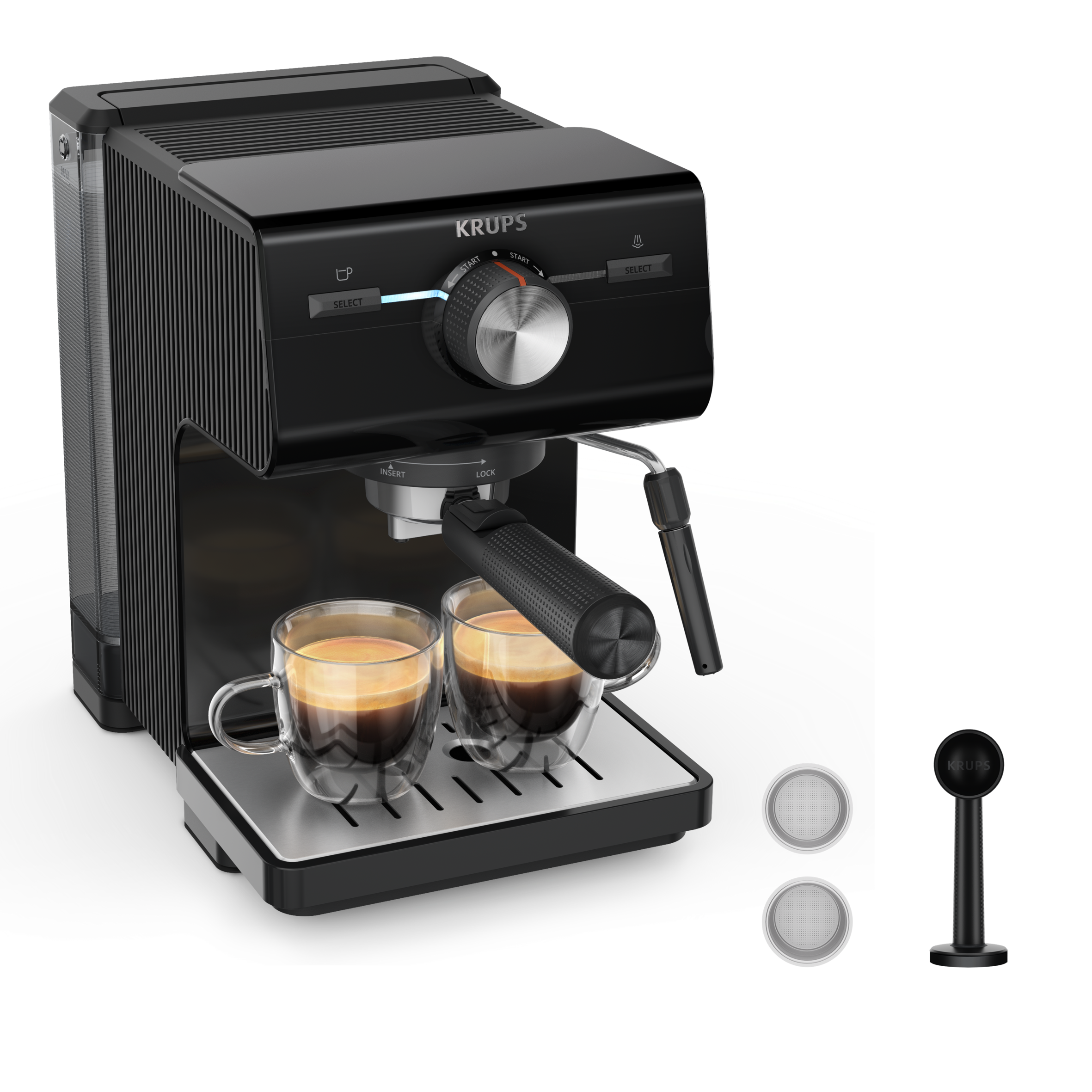 Karos kávéfőző KRUPS Authentic XP381810 fekete | Karos kávéfőzők