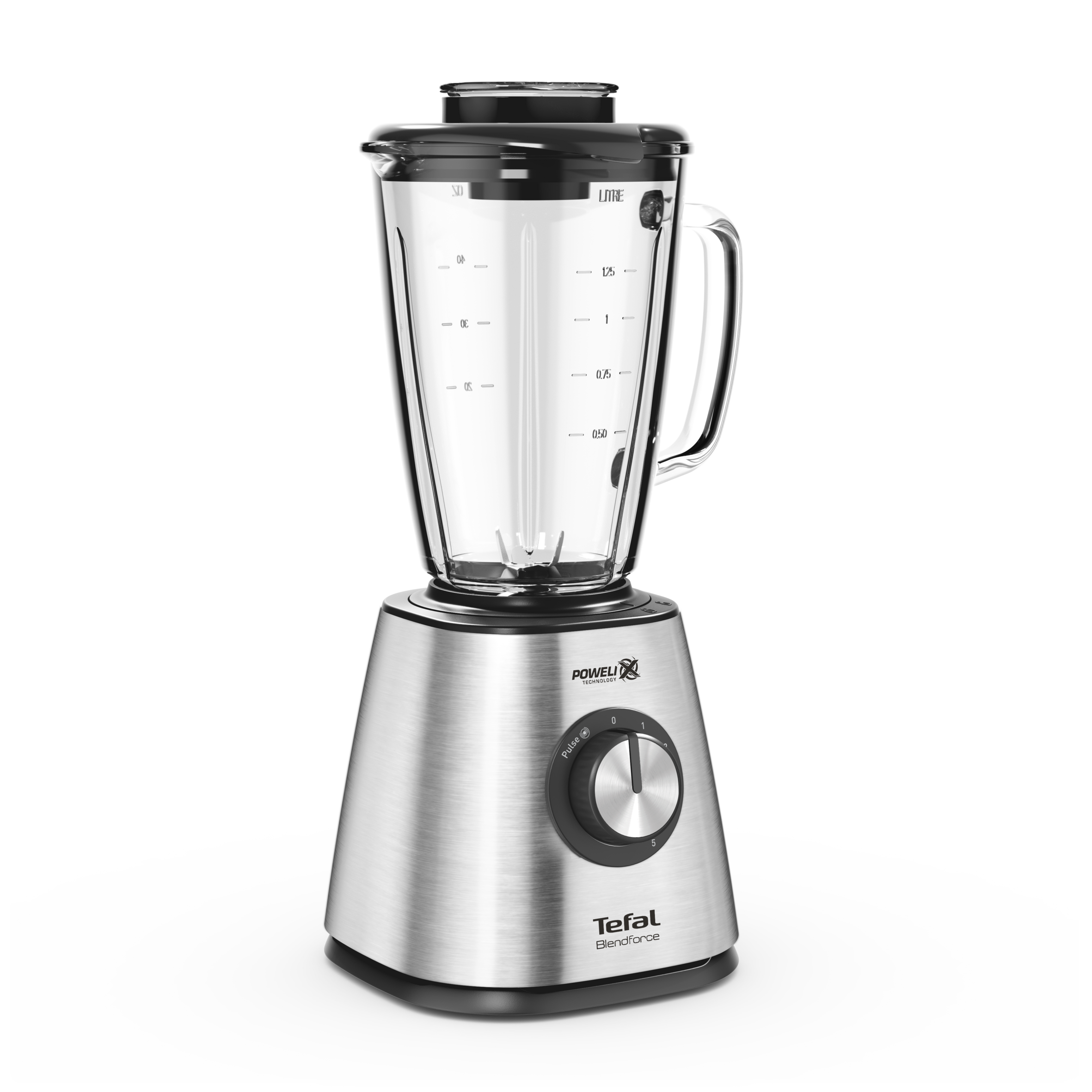 Blendforce 2, Batidora de vaso, Rápida y Potente, 5 velocidades, Jarra de cristal, Inox