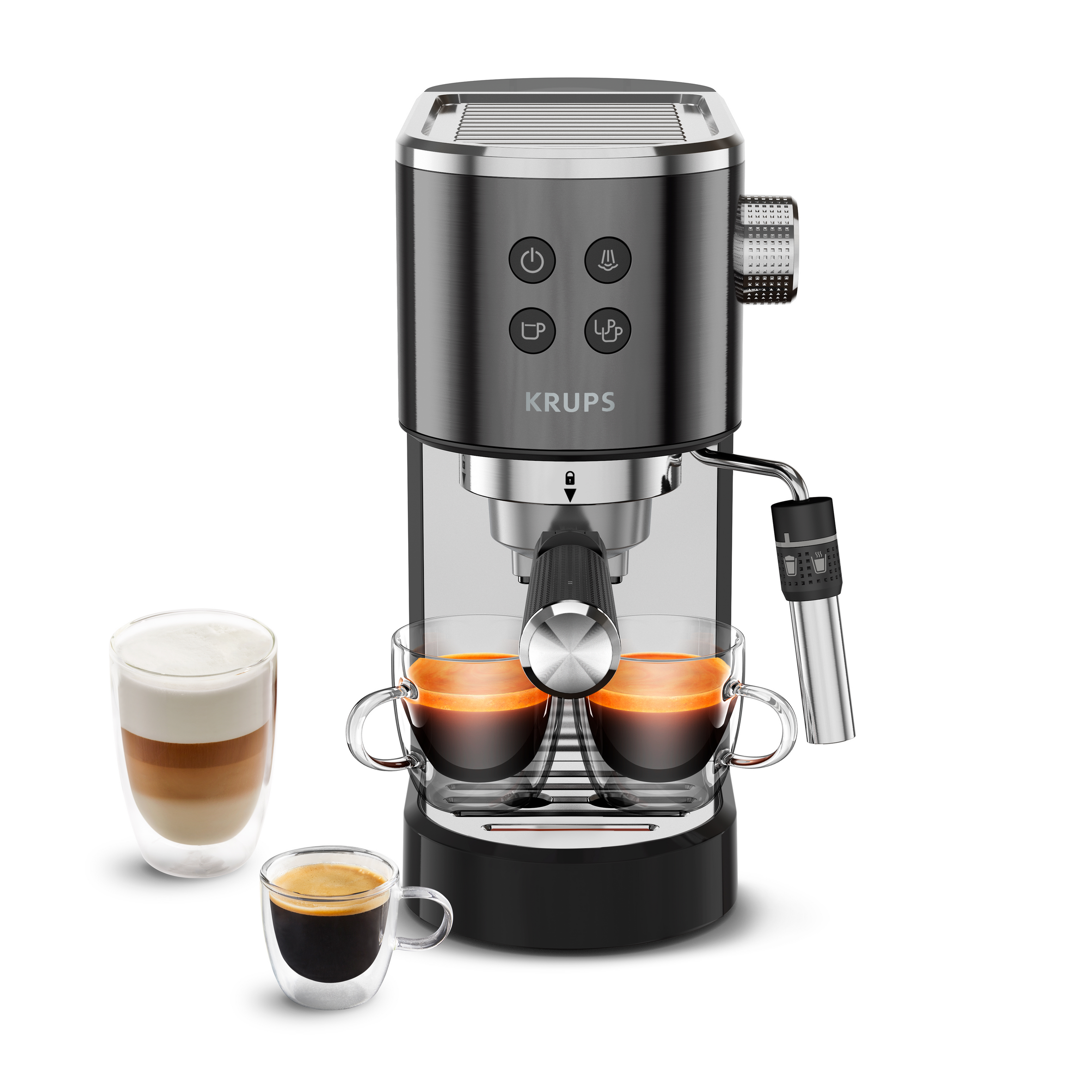 KRUPS Cafetière expresso à pompe Virtuoso + inox noir