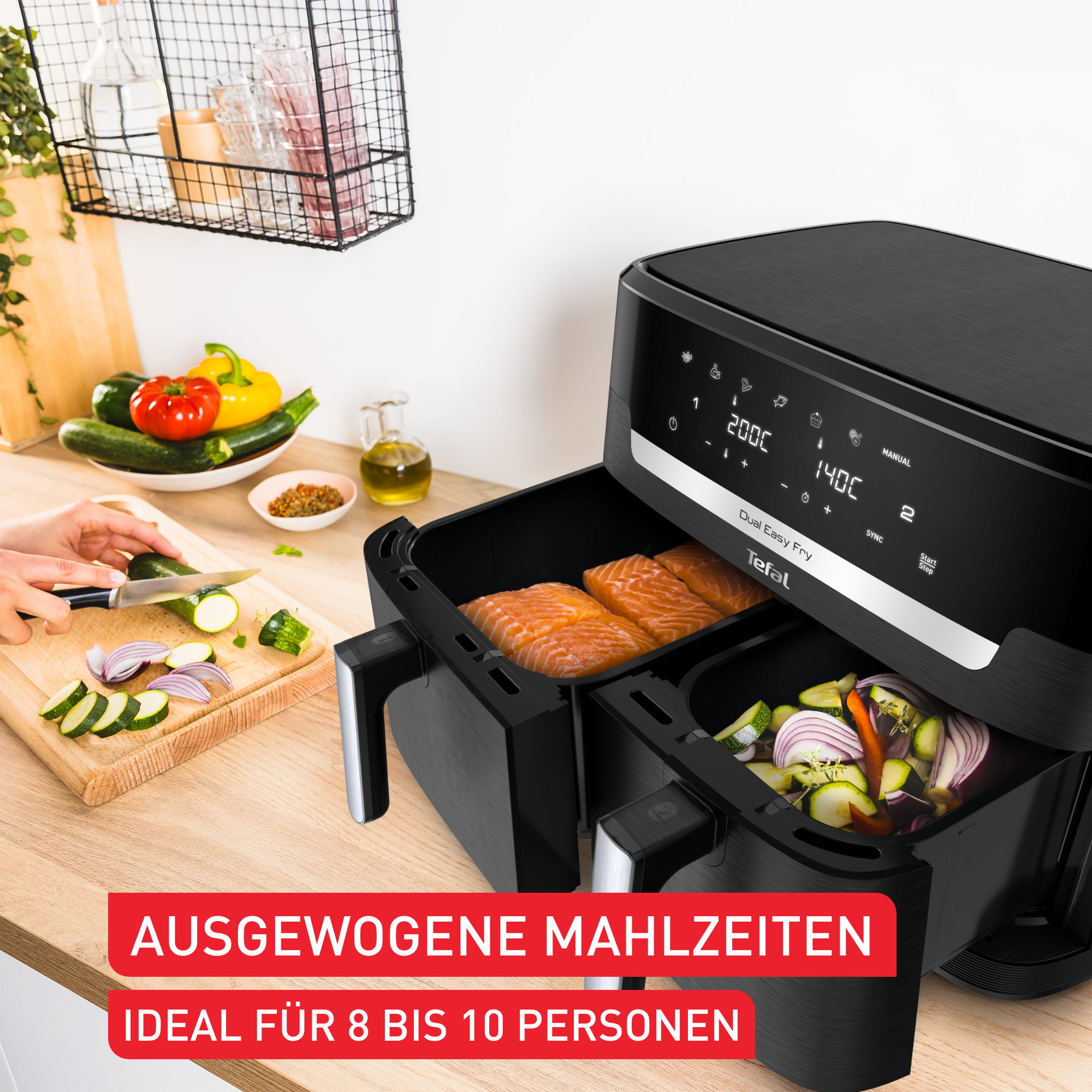 Tefal FX2028 Ultimate Fry Heißluftfritteuse – 1,2 Kg Fassung, 8 Menüs, Touchscreen – Fettfrei Knusprig Braten & Backen