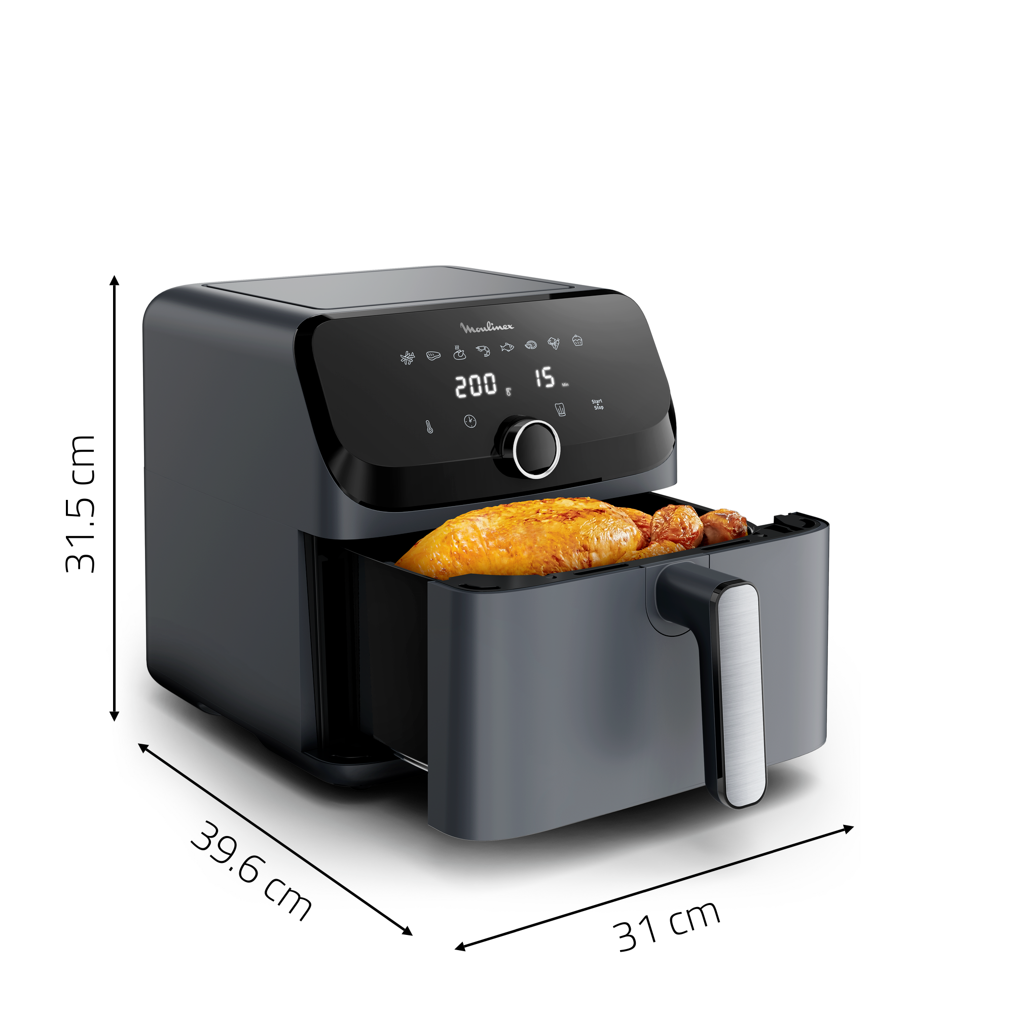 Friteuse Sans Huile Moulinex Easy Fry 7L – 8 Programmes, Format Compact, Consommation Réduite, Réparable 15 Ans