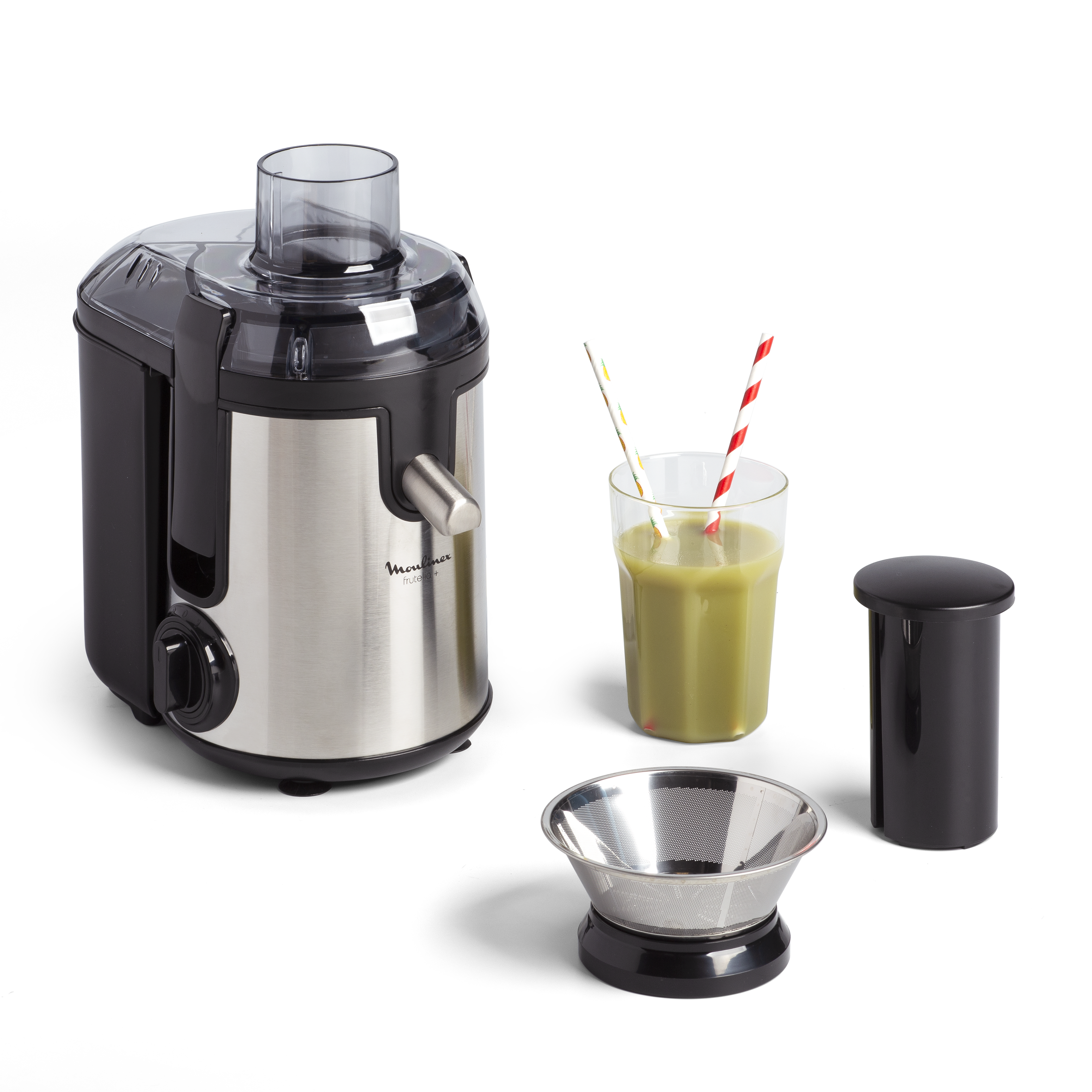 Frutelia+ métal, Centrifugeuse, Capacité XL de 950 ml, 2 vitesses + pulse, 400 W, Noir et Métal
