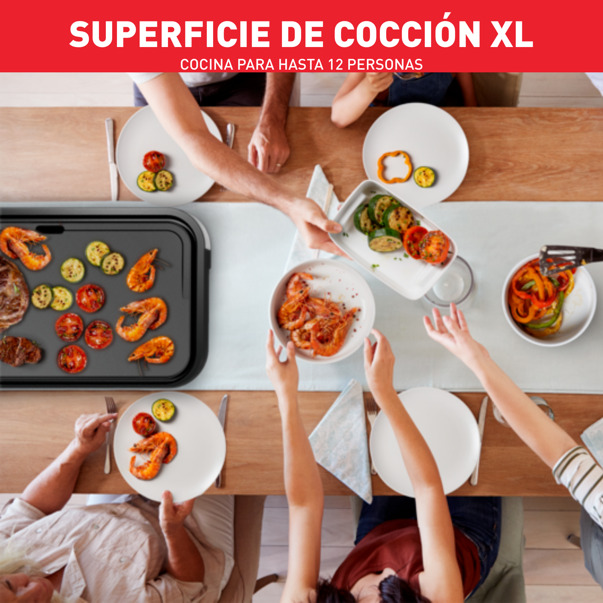 Giant Plancha XL, Parrilla Eléctrica, 5 Ajustes, 12 Personas, Superficie de cocción de 30,4 x 55 cm