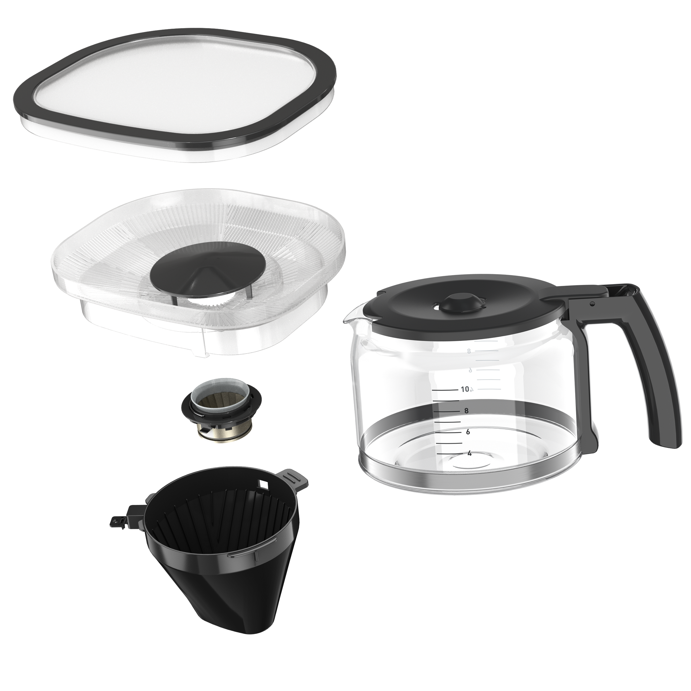 Glaskanne kompatibel mit/Ersatzteil für Krups SS-208836 KM8328 Grind Aroma Kaffeemaschine