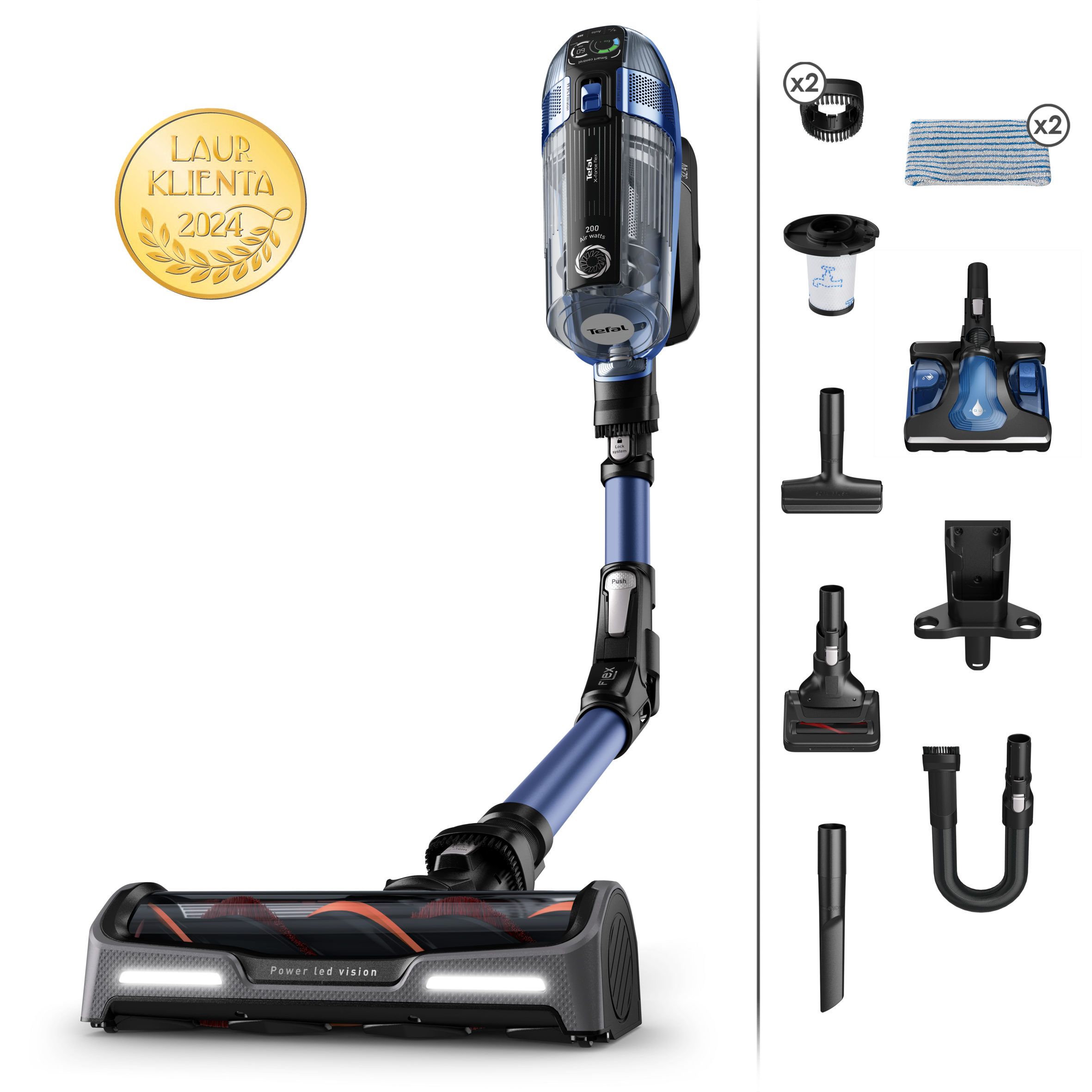 Odkurzacz bezprzewodowy, Tefal X-Force Flex 14.60 Aqua, 200 AW, 70 min, mopowanie  