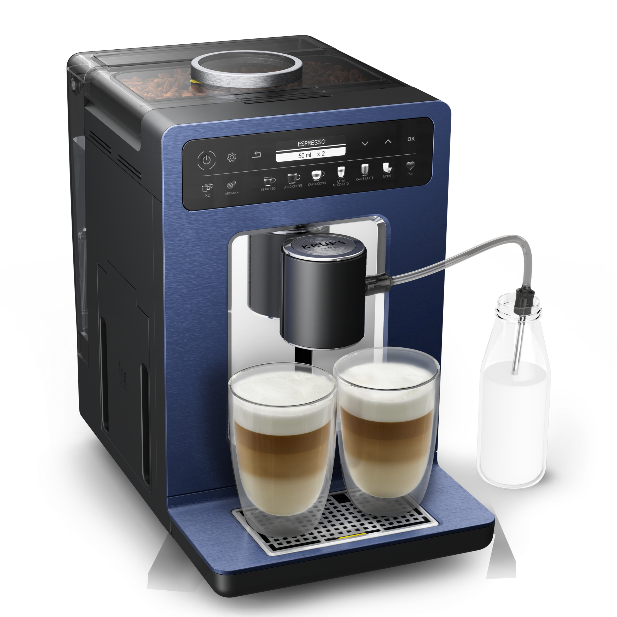 Evidence by Wilmotte, Krups, Machine à café à grains, 12 recettes café et latte