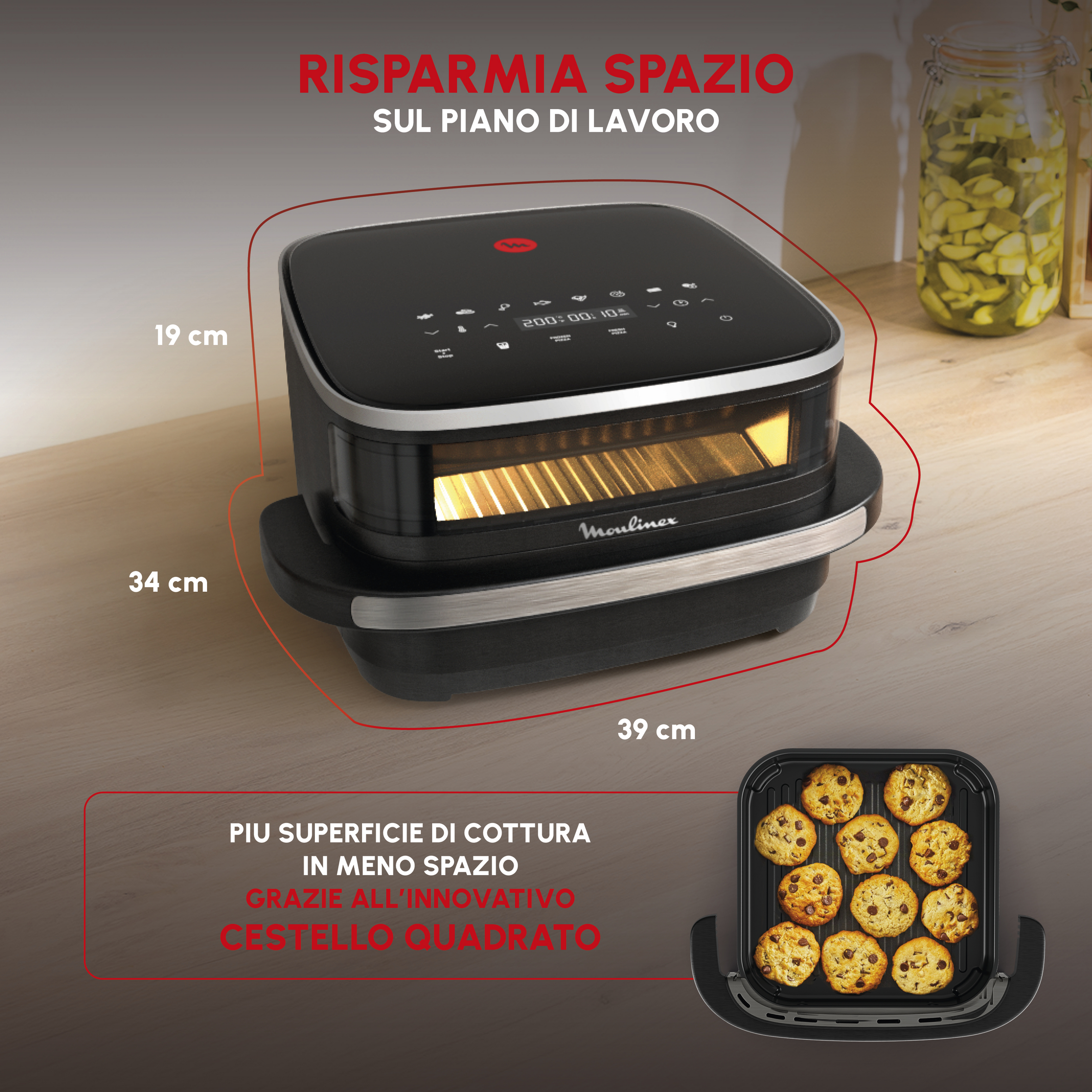 Tefal Easy Fry Pizza – Friggitrice Ad Aria Grande Con Cesto XL, Tecnologia Extra-Crisp, Finestra Visiva, Display Digitale, Nero, Garanzia 15 Anni
