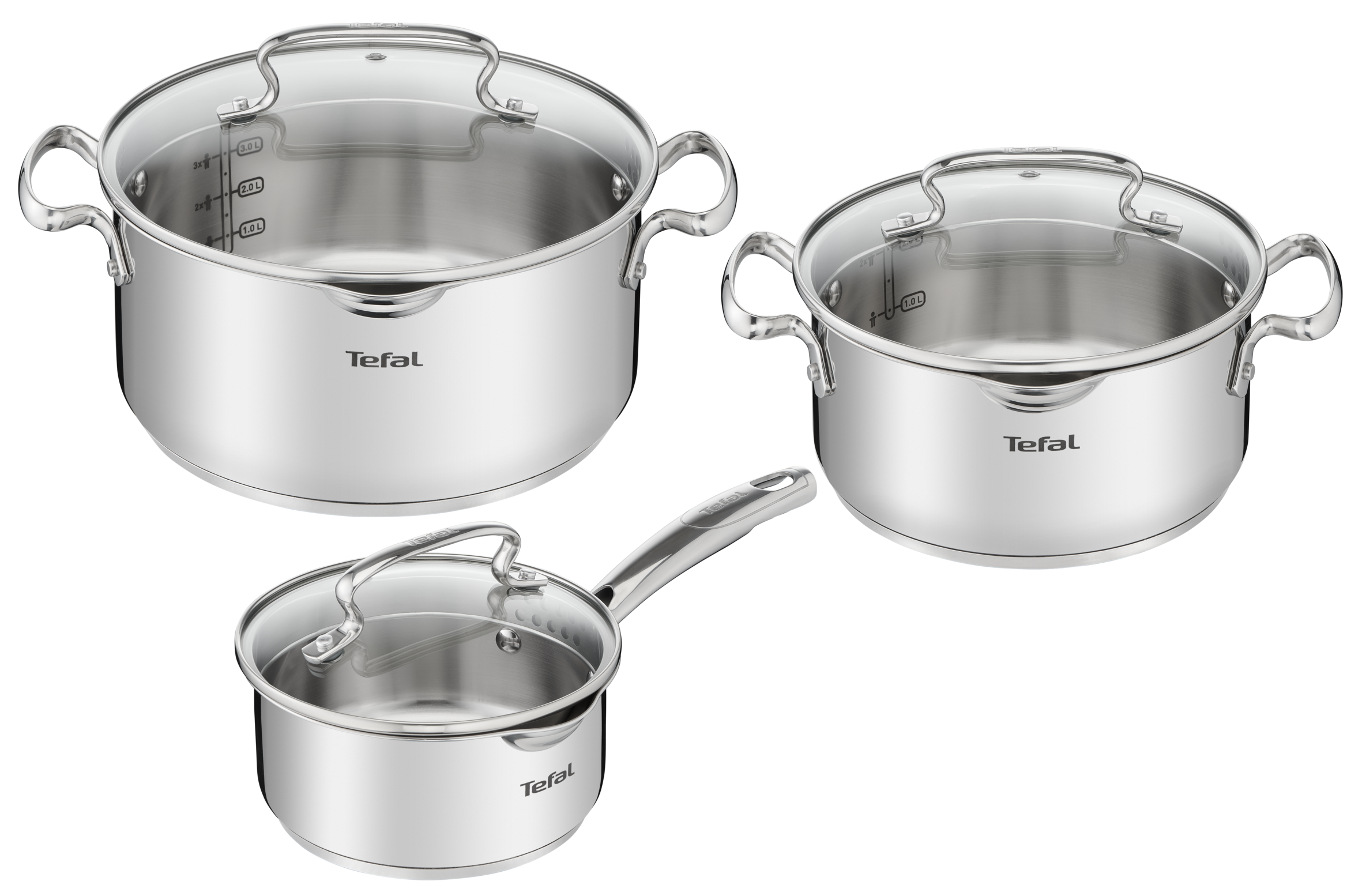Zestaw garnków, Tefal Duetto+, 6 elementów, stal nierdzewna, pokrywki