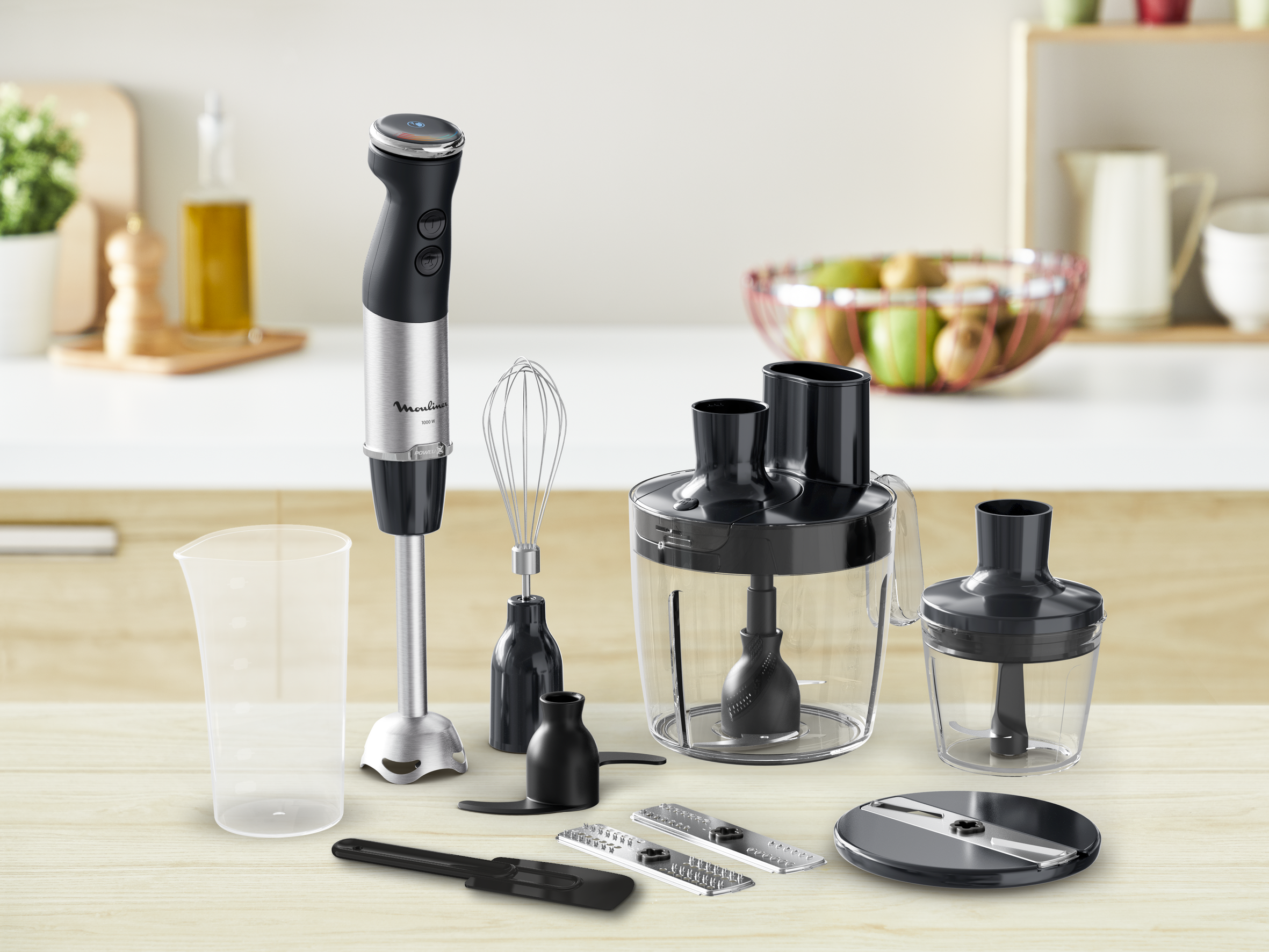 Mixeur plongeant haute puissance Megawise – Puissance maximale, accessoires 3 en 1 (mixeur, fouet, mousseur), design ergonomique, 12 vitesses réglables (noir