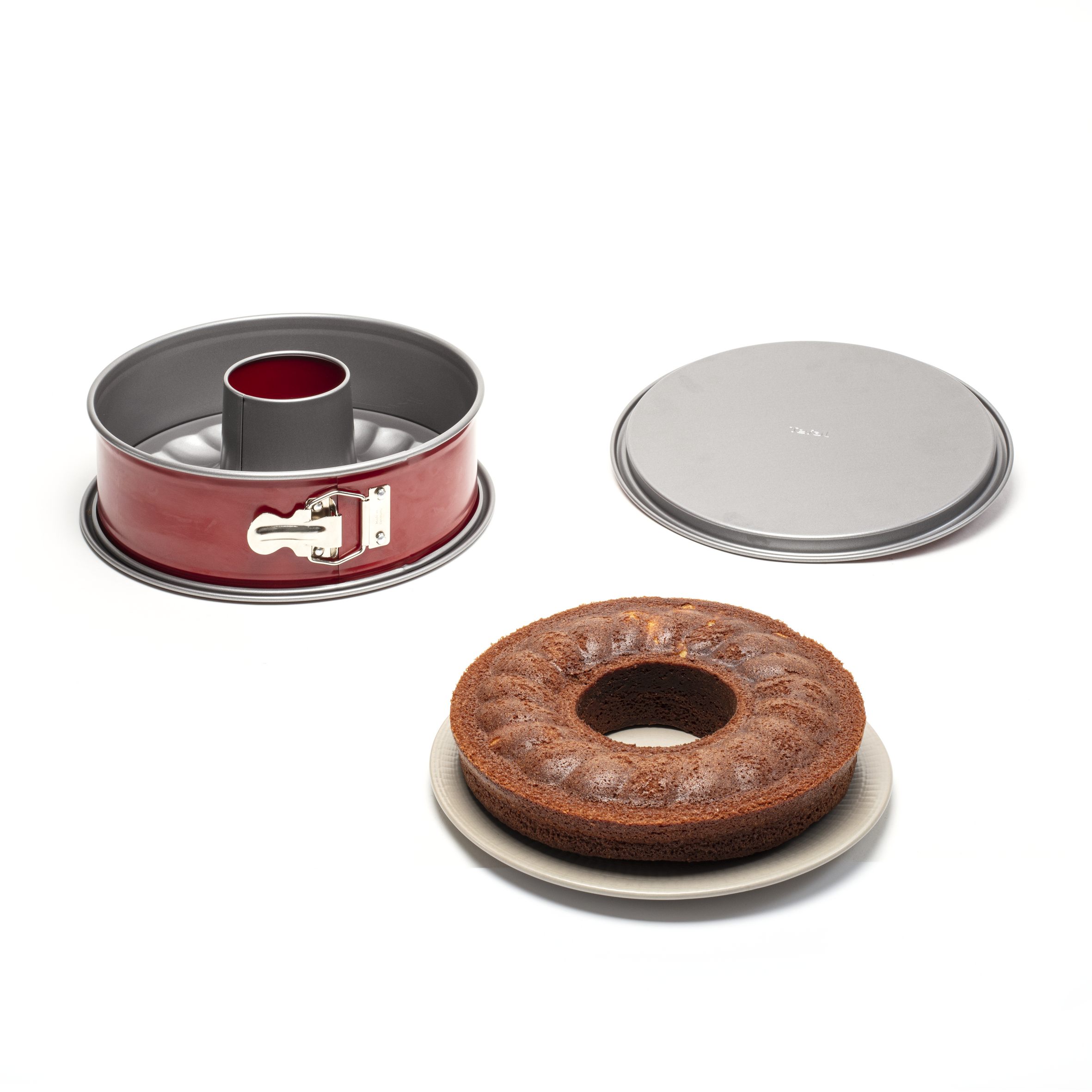 Delibake acier rouge carbone moule à savarin à charnière 25cm