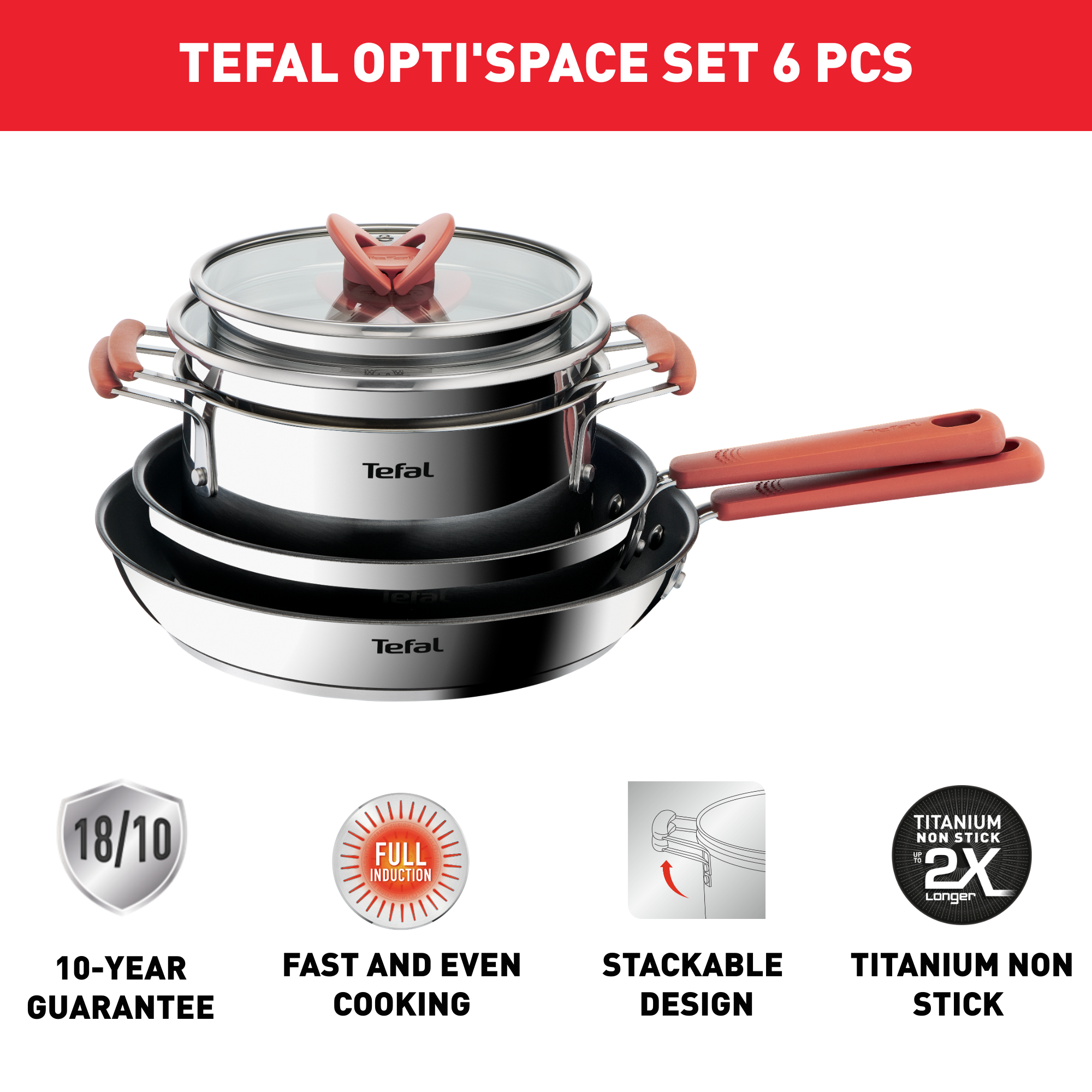 Opti'Space 6-teiliges Topf- und Pfannenset G720S6 | Vollständige ...