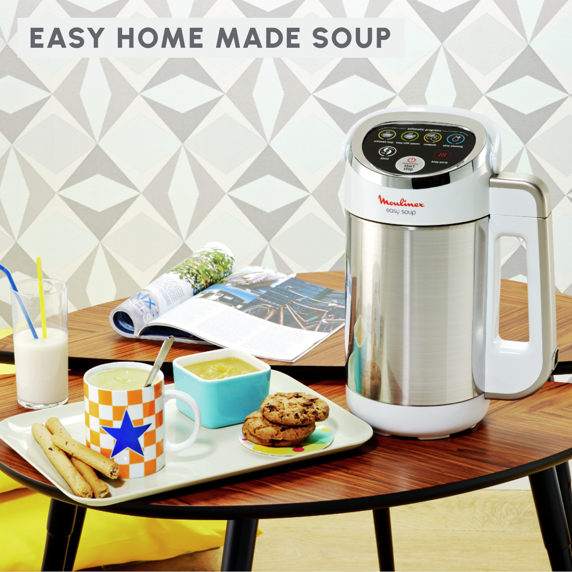 Moulinex My Daily Soup LM542110 – Cuiseur Blender Chauffant 1,2L – Soupes, Veloutés, Smoothies – 4 Programmes