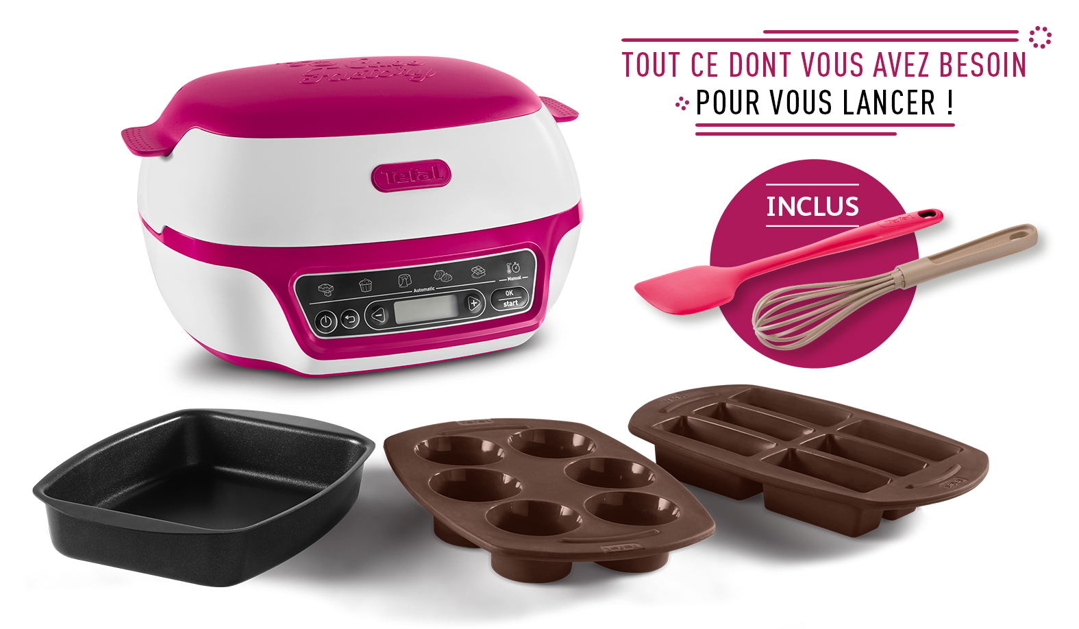 CAKE FACTORY  3 moules fouet et spatule inclus
