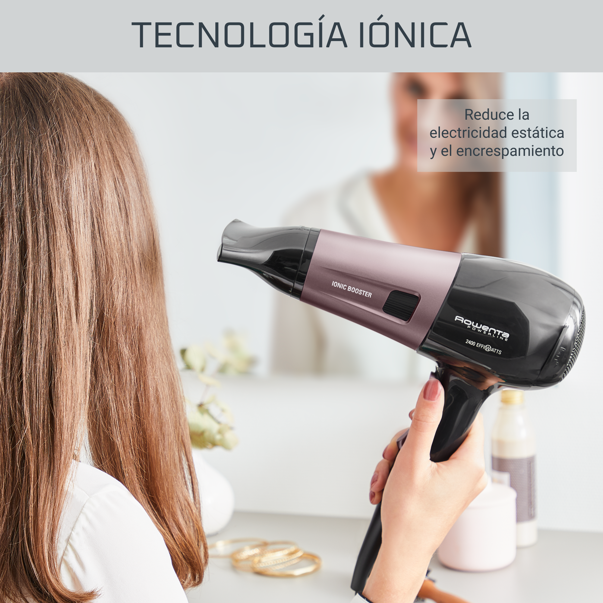 Secador de pelo Powerline Negro y Rosa 2400 W de Rowenta