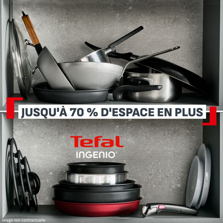 Tefal Ingenio Poêle Wok 28 Cm + Poignée Amovible - Induction, Antiadhésif Titanium, Fabriqué En France - L7679102