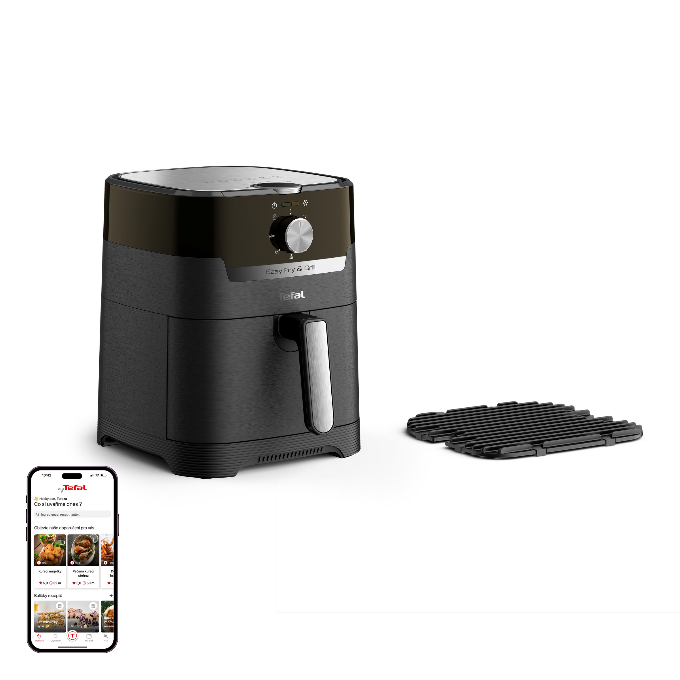 Horkovzdušná fritéza Tefal Easy Fry & Grill 2v1 EY501815 Černá