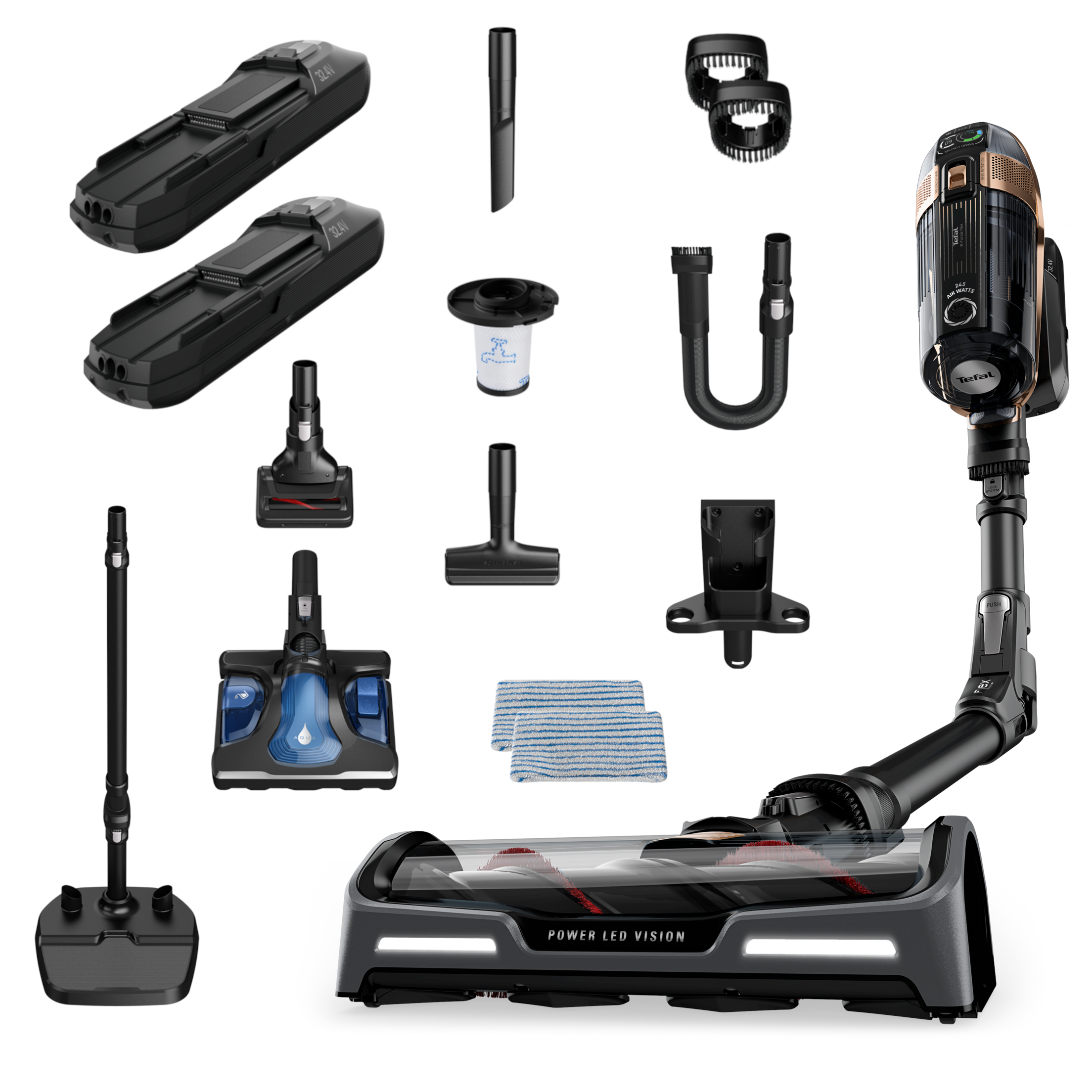 Odkurzacz bezprzewodowy, Tefal X-Force Flex 15.60, 245 AW, 160 min, mopowanie, 2 baterie