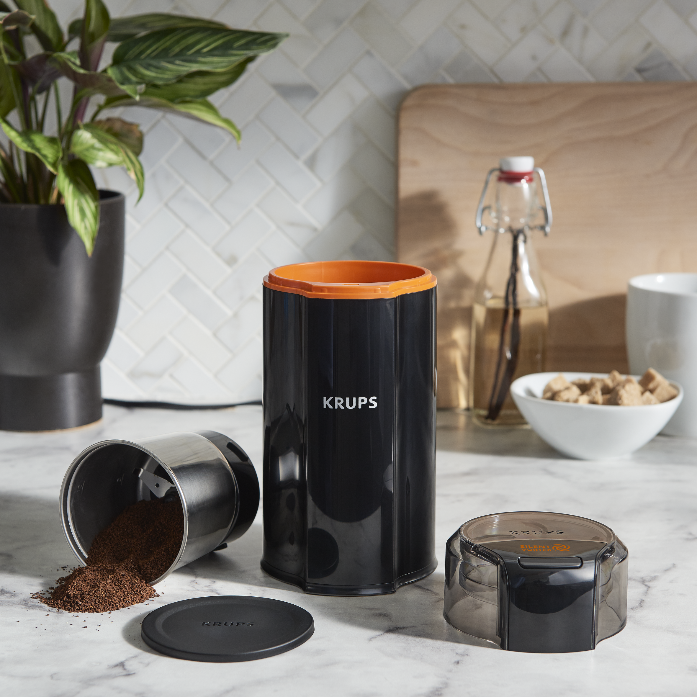 Macinacaffè Elettrico Krups Silent Vortex – Super Silenzioso, Macina Caffè E Spezie In 15 Secondi, Contenitore In Acciaio