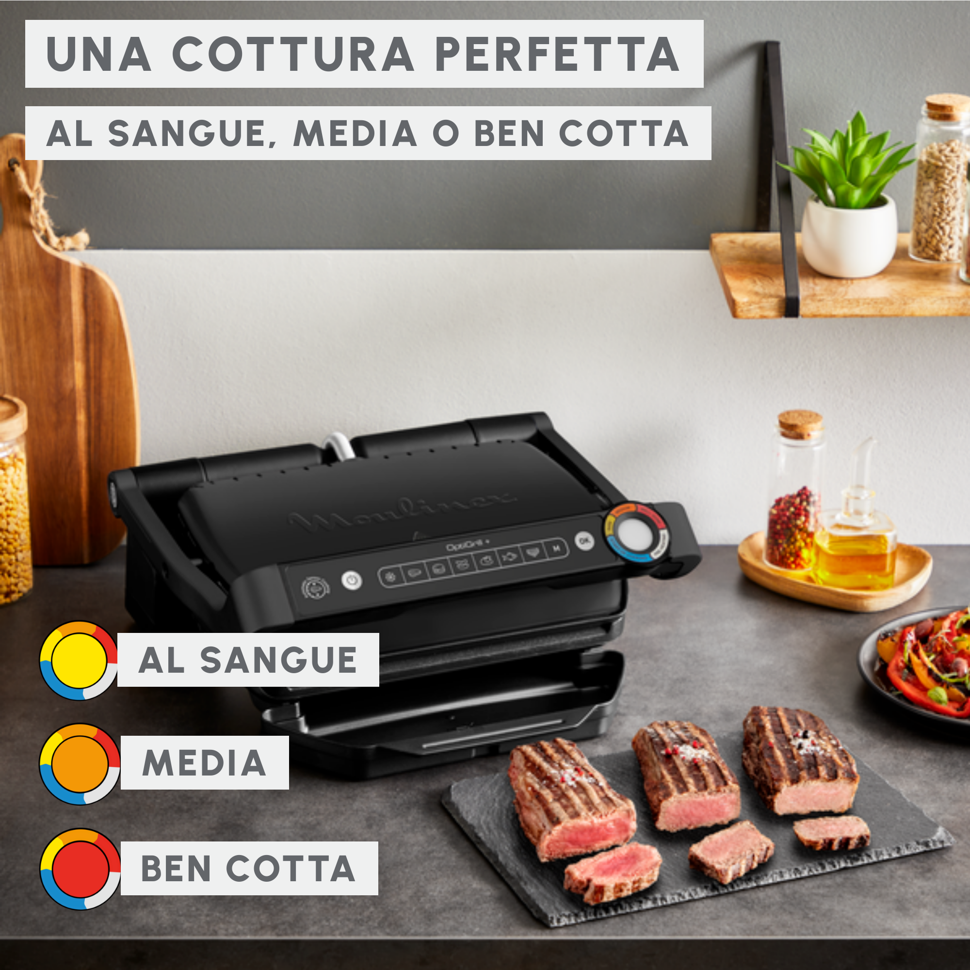 Moulinex Optigrill+ XL - Griglia Elettrica Intelligente Per Carne, Pesce E Verdure
