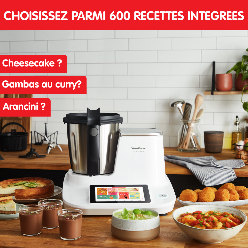 Click&Cook 1400 W Blanc | Robots Cuiseurs Multifonctions | Moulinex