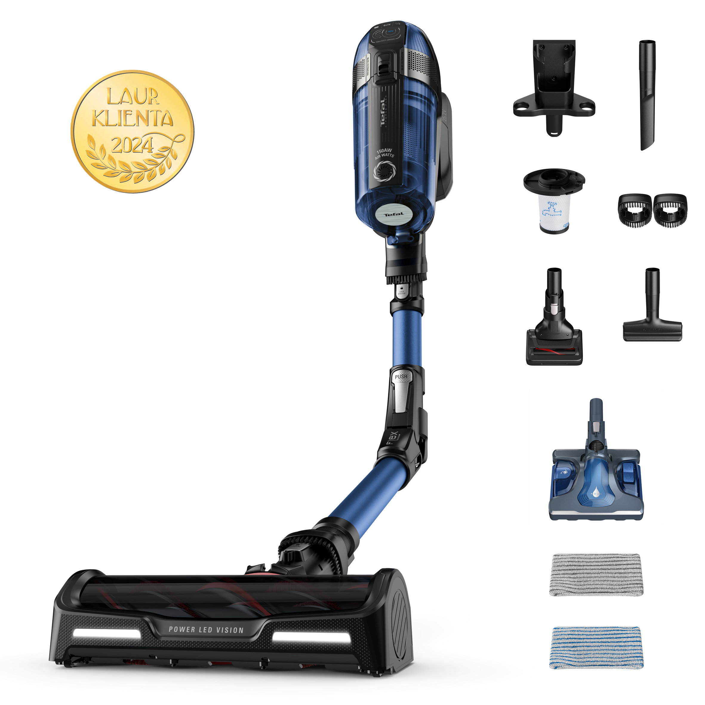 Odkurzacz bezprzewodowy, Tefal X-Force Flex 12.60 Aqua, 150 AW, 45 min, mopowanie