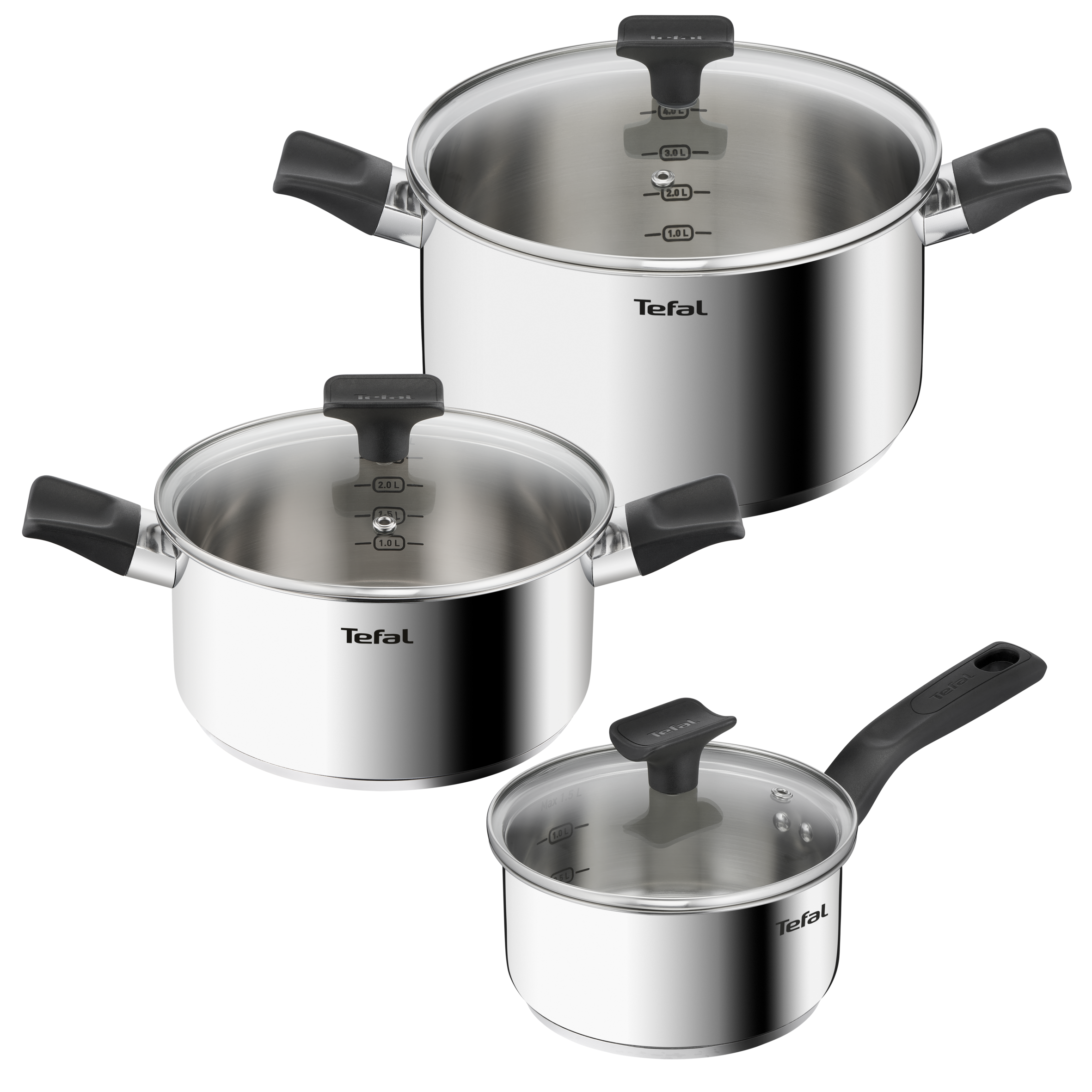 6dílná sada Tefal Delicious rendlík 16 cm, kastroly 20/24 cm + poklice B925S655 nerez