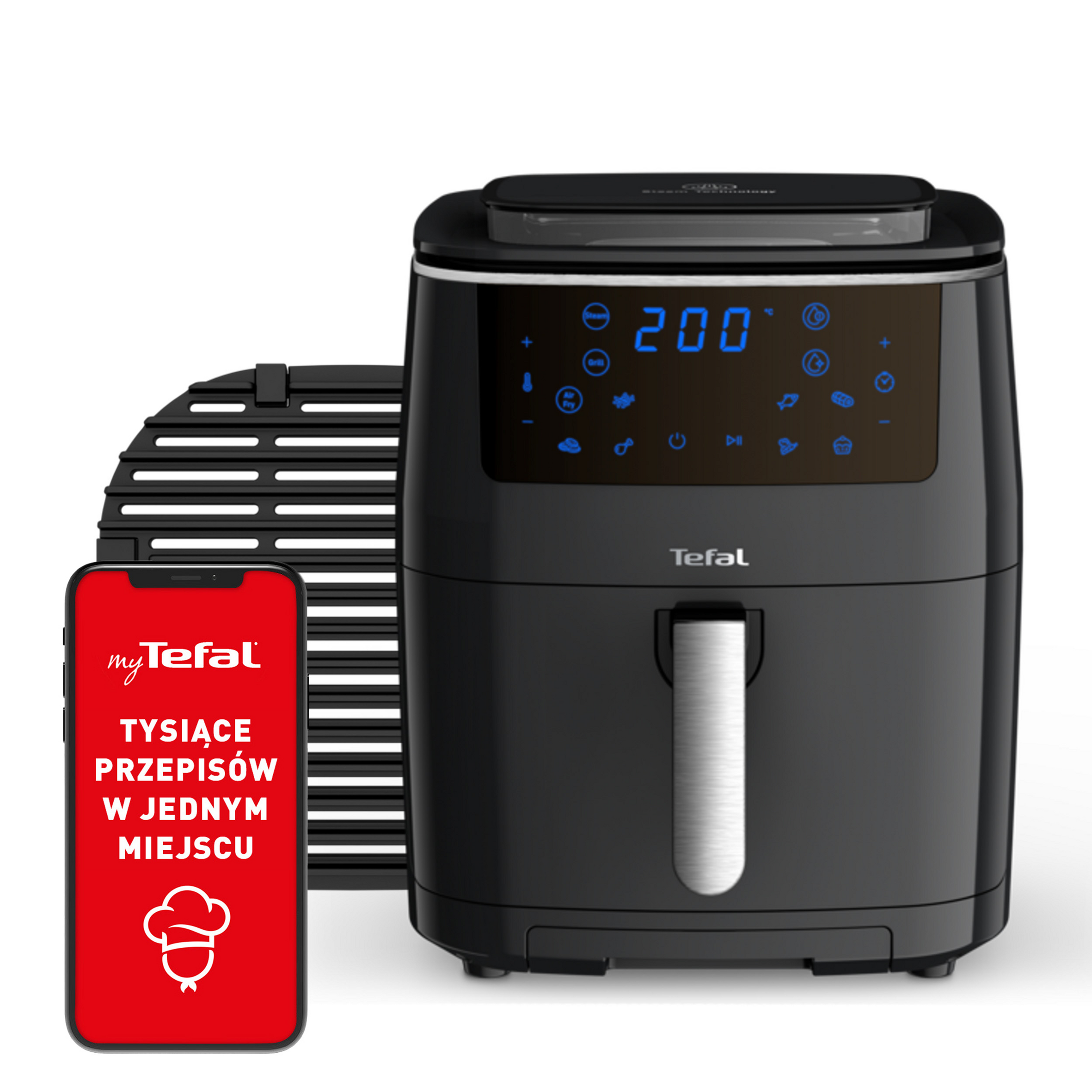 Frytkownica beztłuszczowa, Tefal Easy Fry Grill&Steam FW2018, funkcja grilla, gotowanie na parze