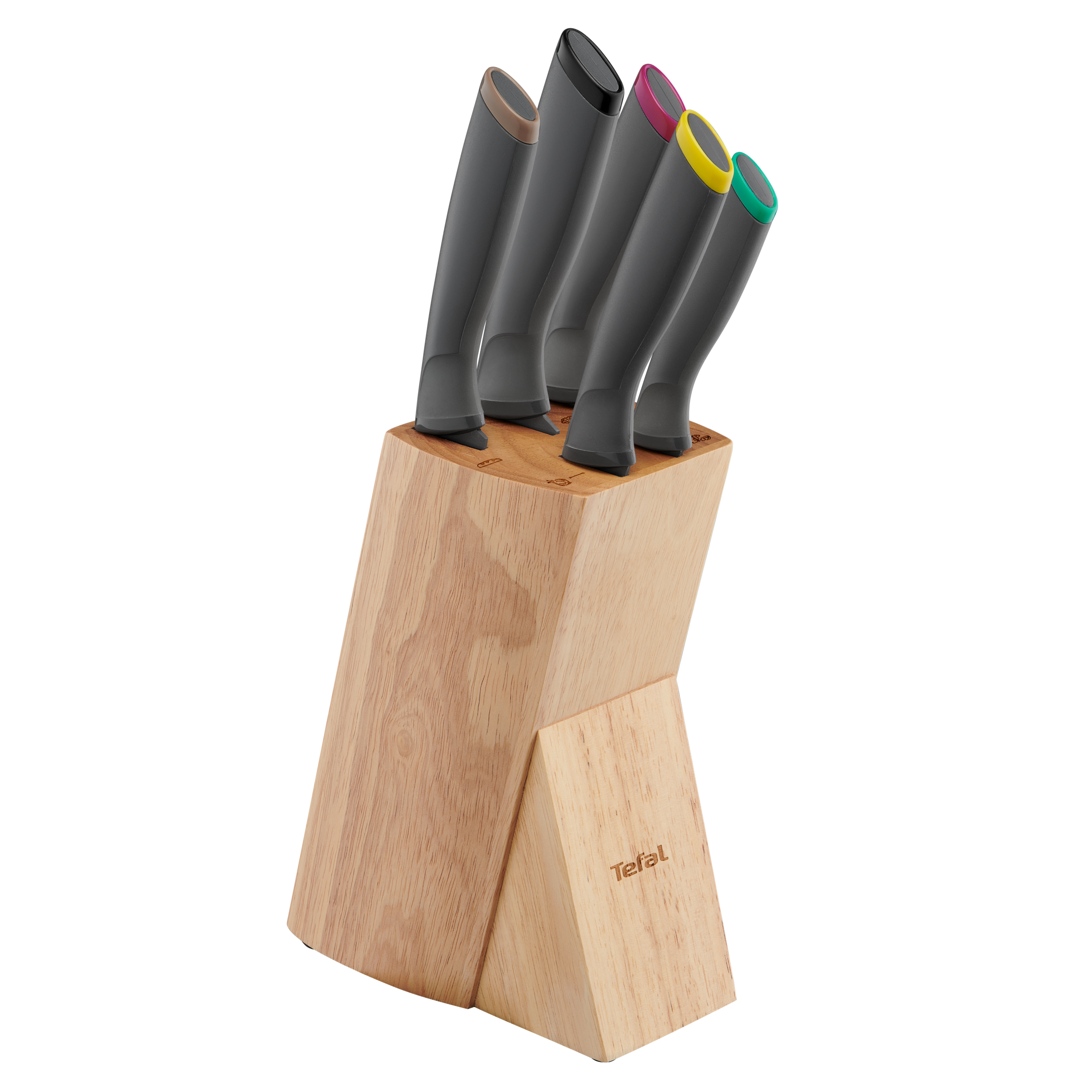 Zestaw 5 noży ze stali nierdzewnej TEFAL FRESH KITCHEN + drewniany blok
