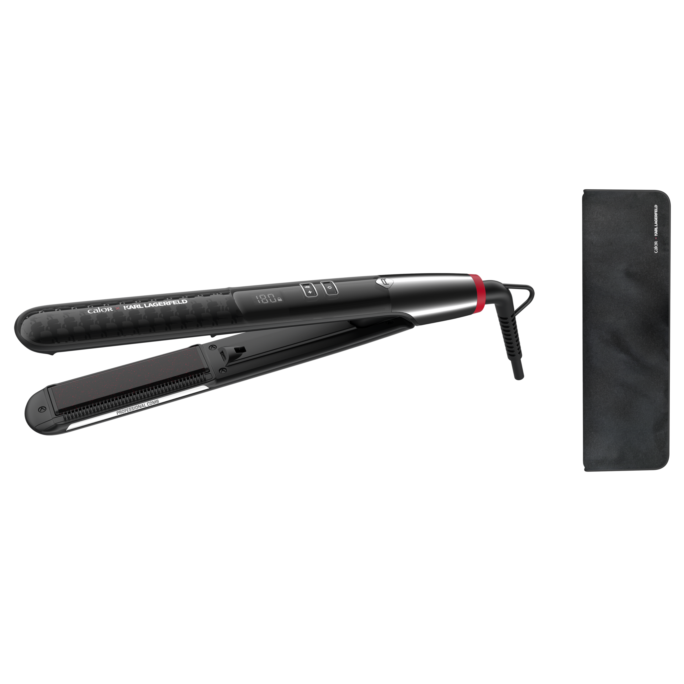 K/ Pro Stylist, Lisseur, Peigne professionnel intégré, 2en1,Calor x Karl Lagerfeld