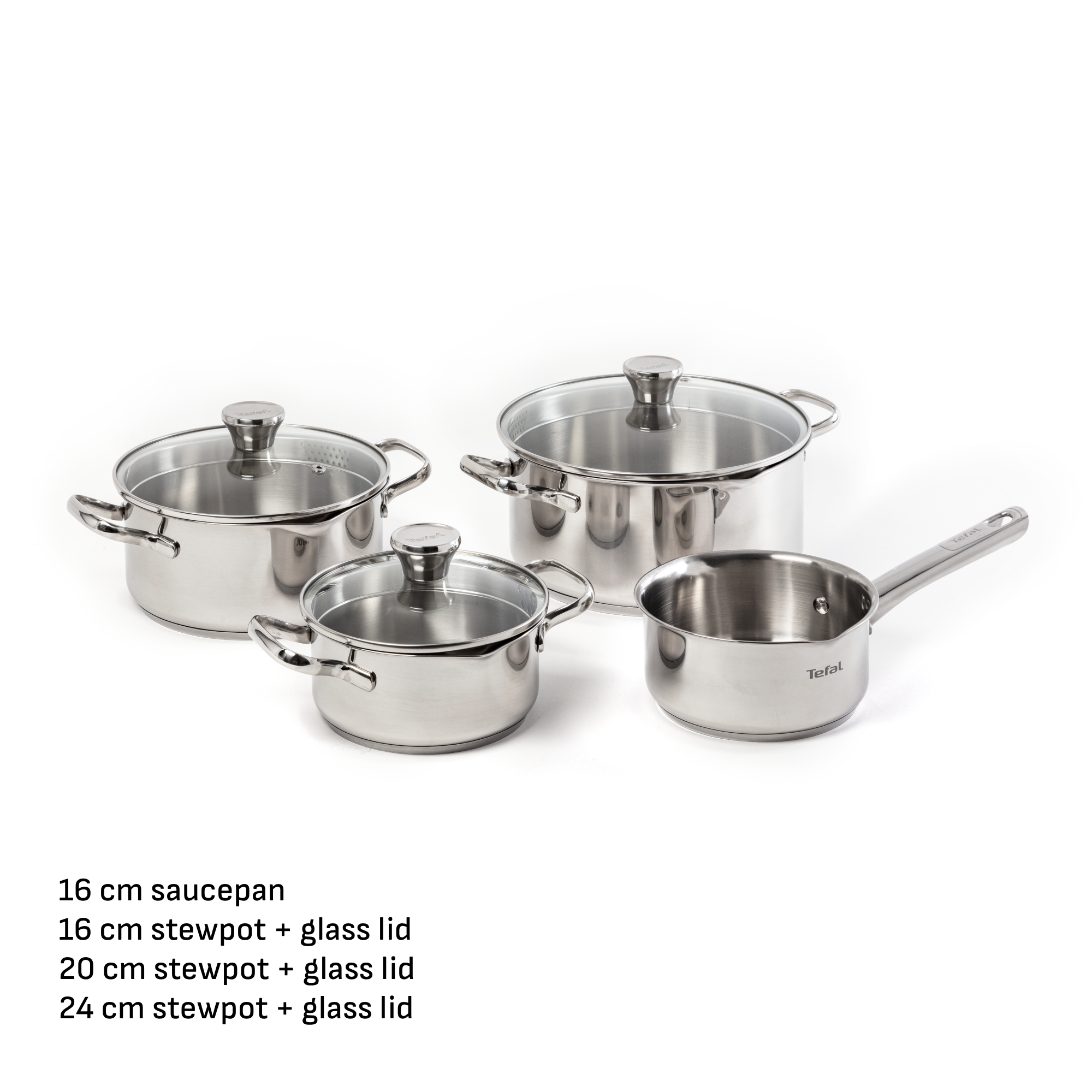 Batterie Cuisine Tefal Duetto 7 Pièces - Casseroles 16/20/24cm + Casserole 16cm - Acier Inoxydable