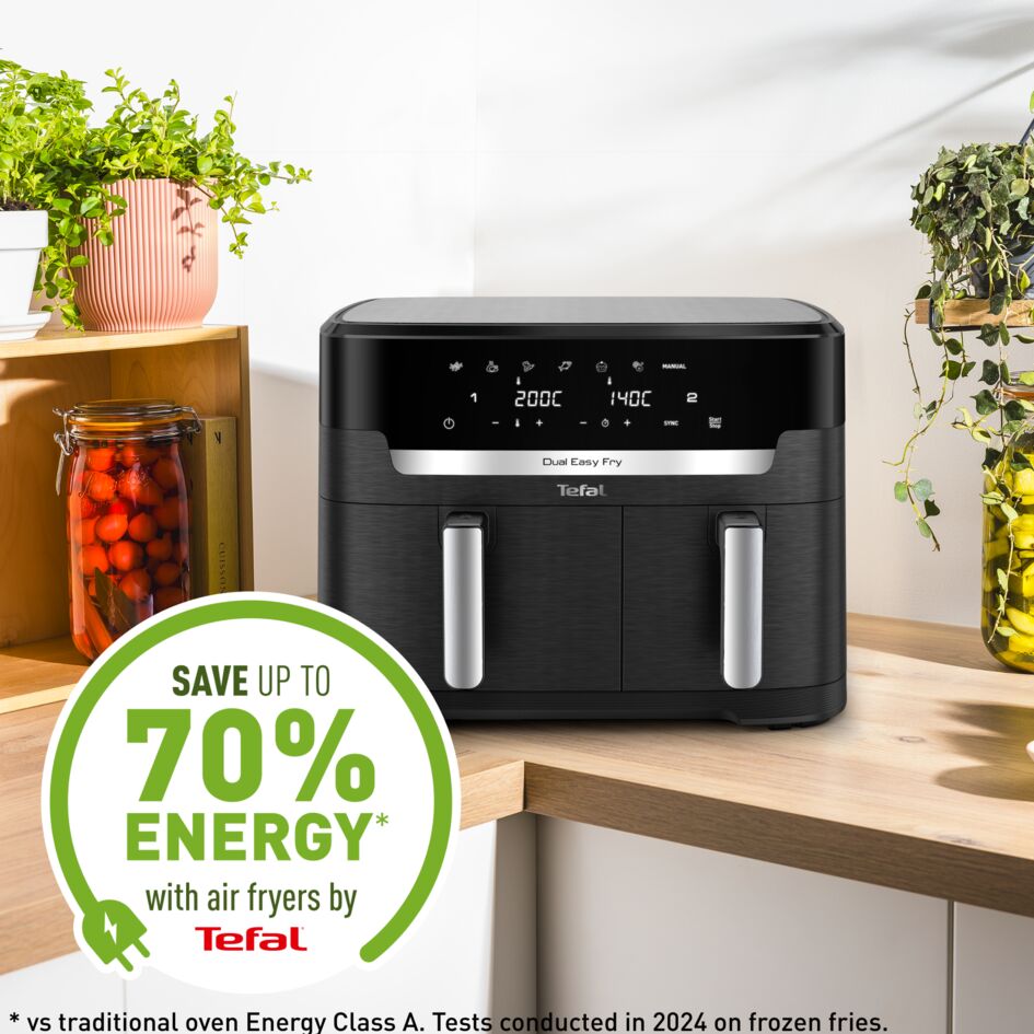 Accesorios Para Freidora De Aire Tefal EY9018 Dual Easy Fry 5.2L/3.1L | Incluye Moldes De Silicona, Parrilla, Moldes Para Pan, Pinzas Y Spray De Aceite