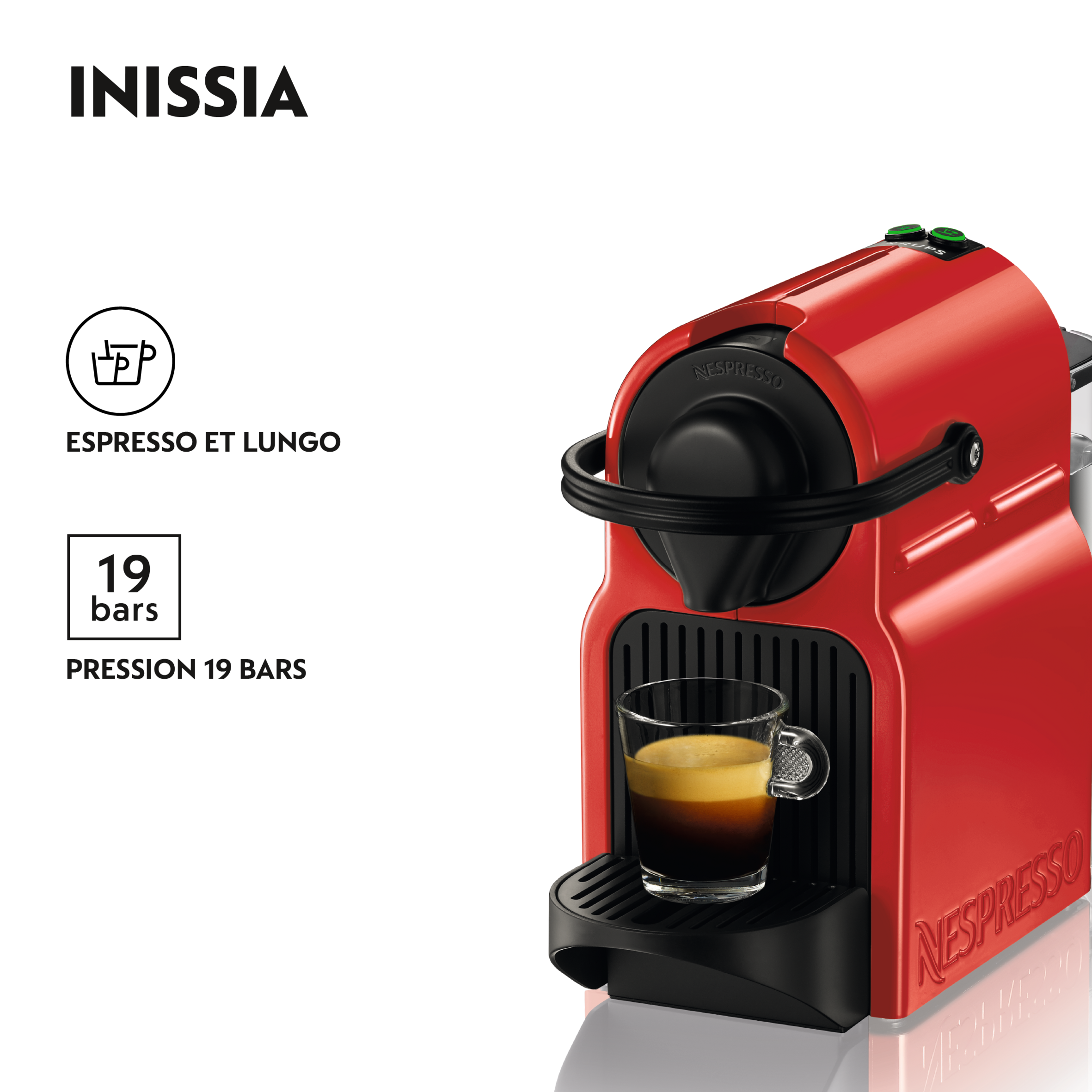 Machine à Café Nespresso Krups Inissia Rouge | Compacte, Pré-chauffage 25s - YY5506FD