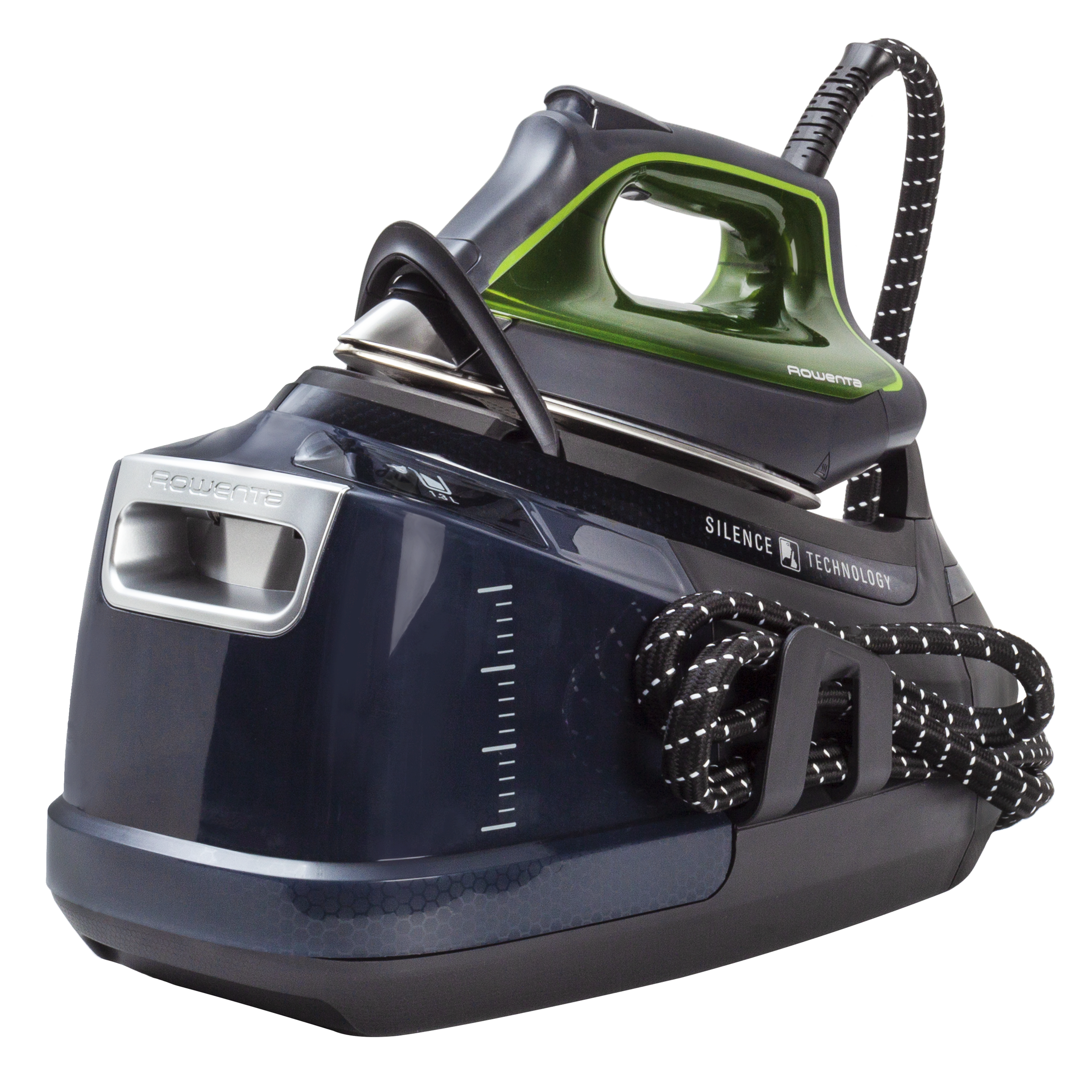 <p>Rowenta centro de planchado Silence Steam Pro con 8 bares de presión, golpe de vapor de 600 g/min, desinfecta tus prendas, 2800 W de potencia, DG9248F0  </p>