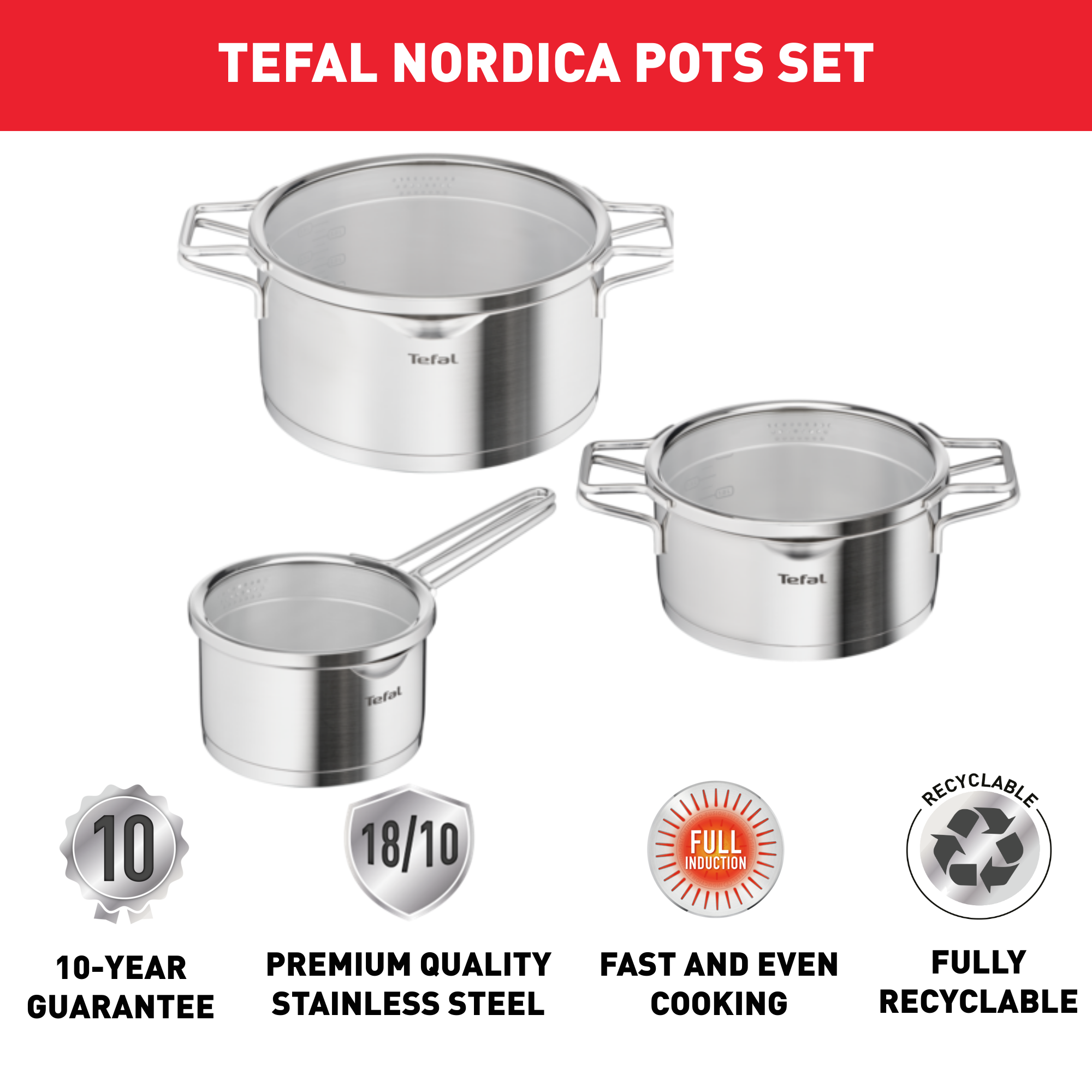 Friteuse 3 Pièces Acier Inoxydable 18/10 - Casserole 6,6L Induction Ø24cm Avec Panier Et Couvercle Verre