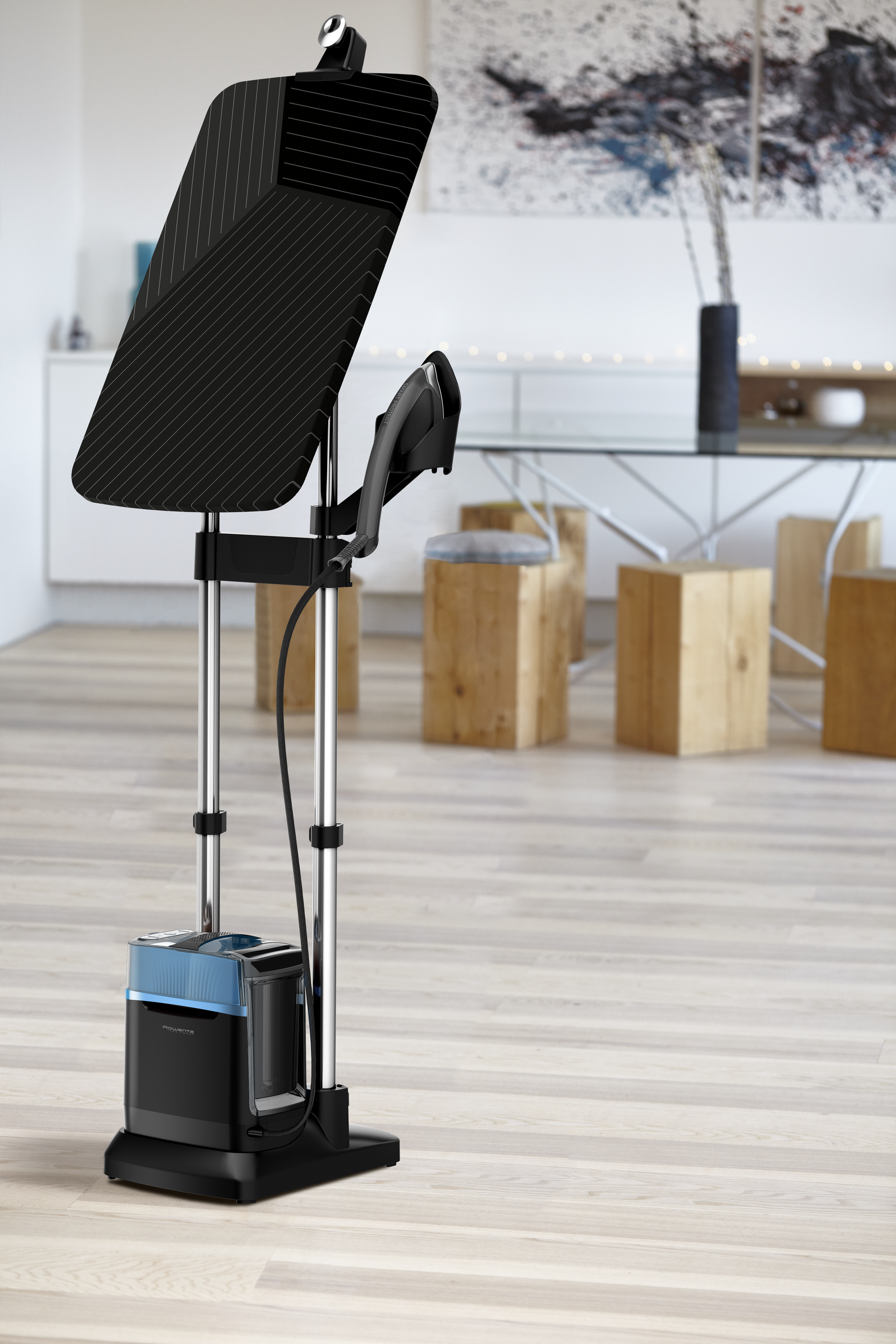 Ixeo Power, Stiratore Verticale All-In-One, Igienizzante, Black & Blue Blu