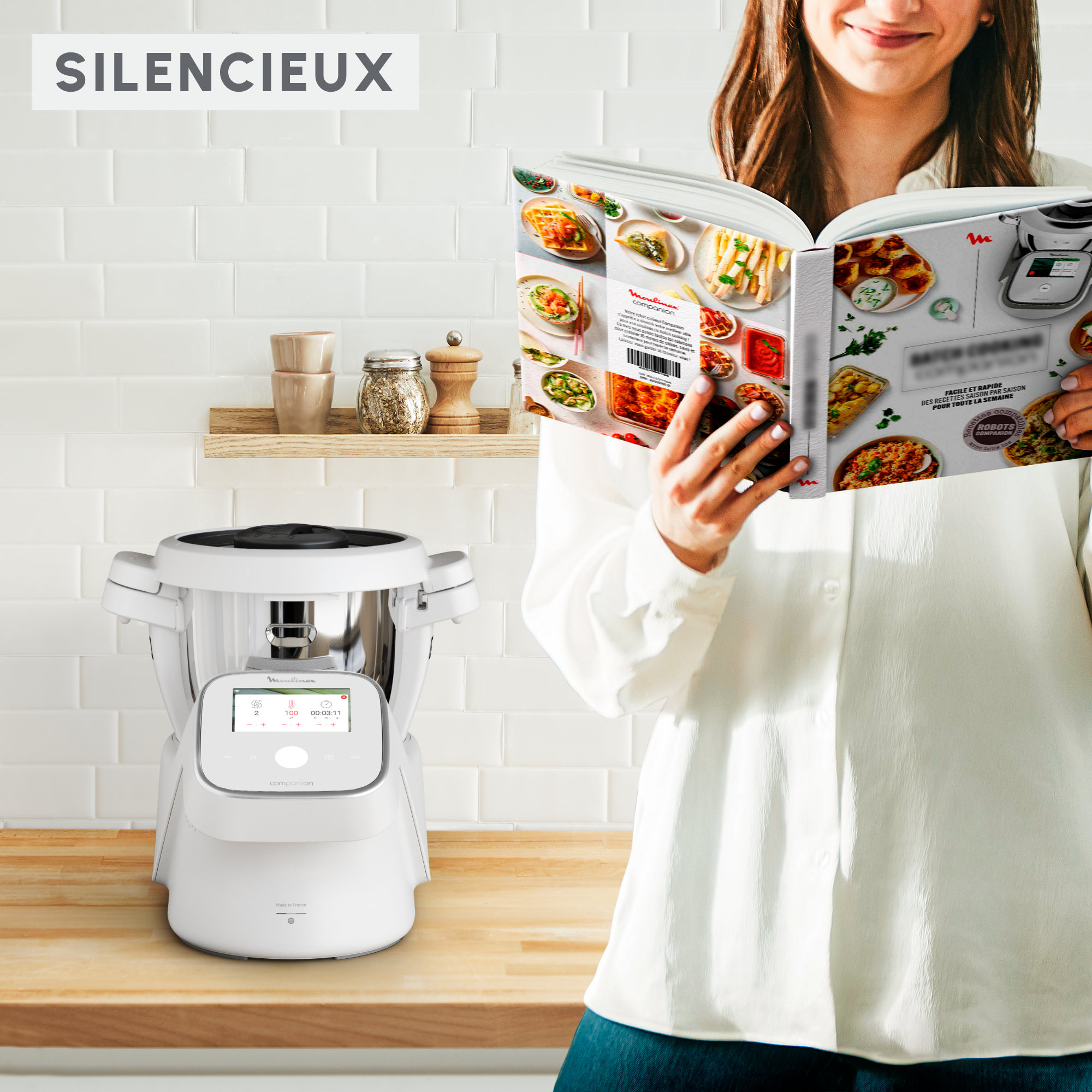 Robot Pâtissier Moulinex I Companion Touch XL Connecté – 1550W, Argent Et Blanc