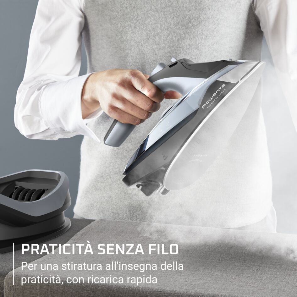 Freemove Force, Ferro a Vapore, 220 g/min, Cordless, Microsteam 400, Black & Silver Argento