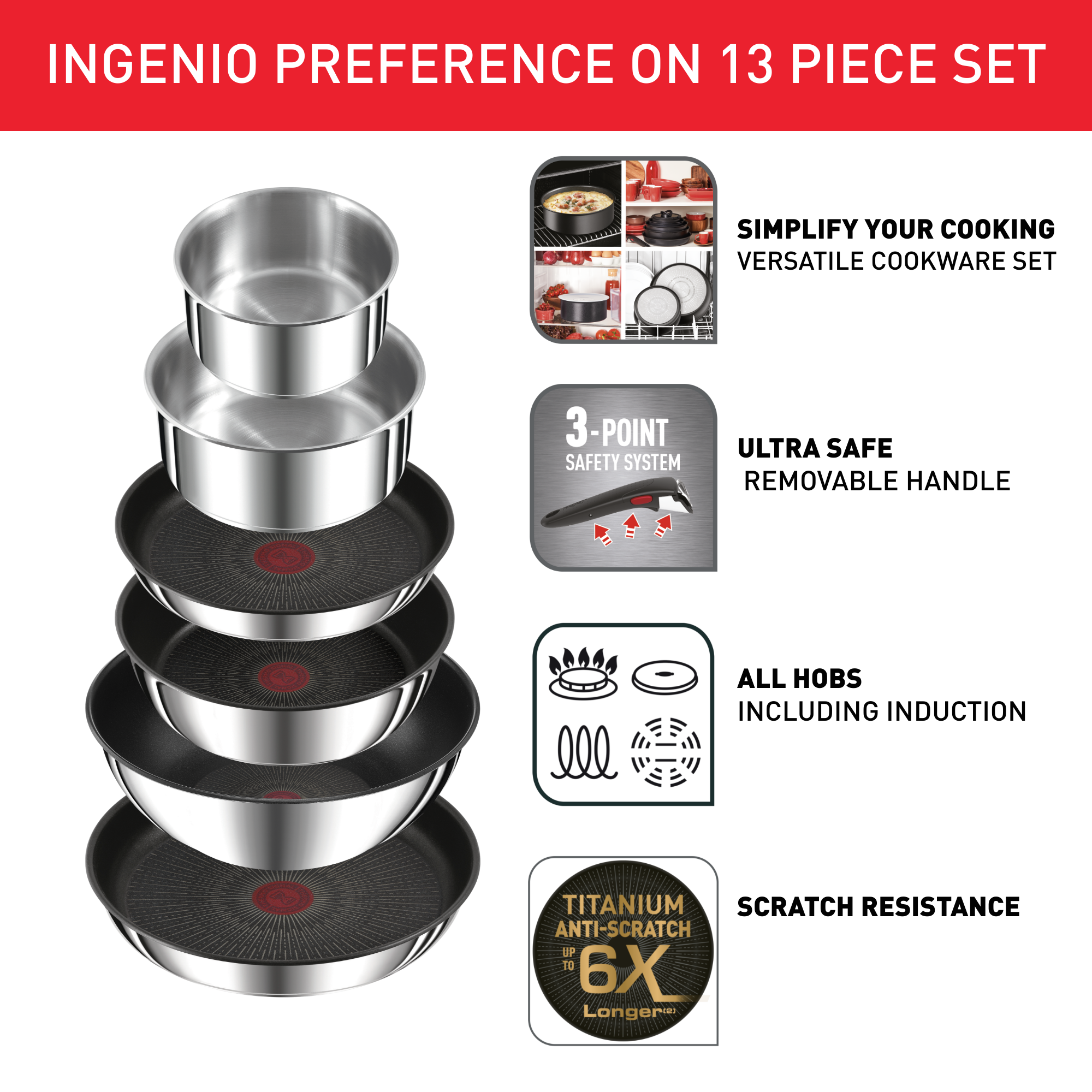 Ingenio Préférence 2 poêles 24/28 cm + poignée amovible Ingenio Préférence 2 poêles 24/28 cm + poignée amovible