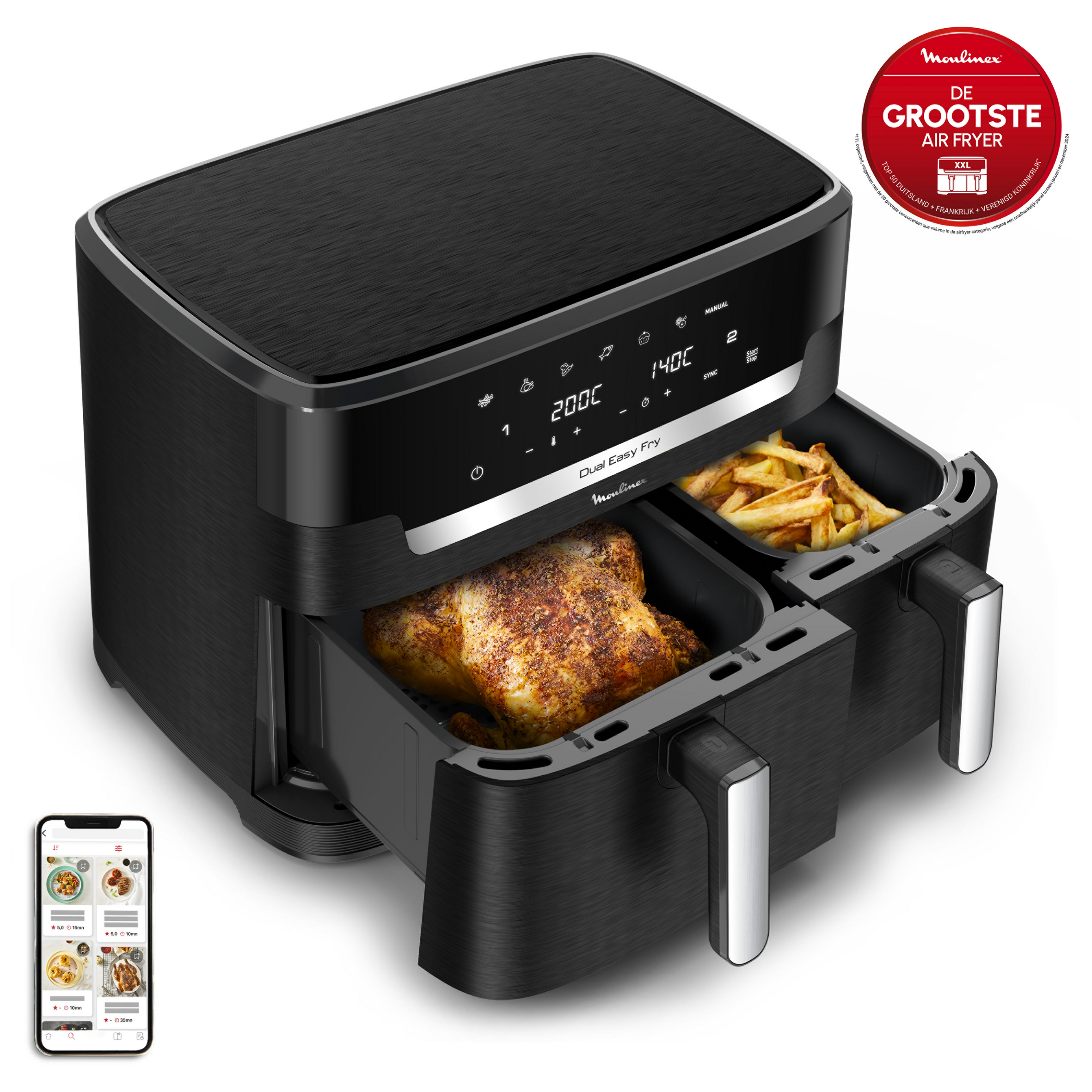 Dual Easy Fry & Grill XXL EZ9428F0 Air Fryer - 7 programma's - 6,5L + 4,5L