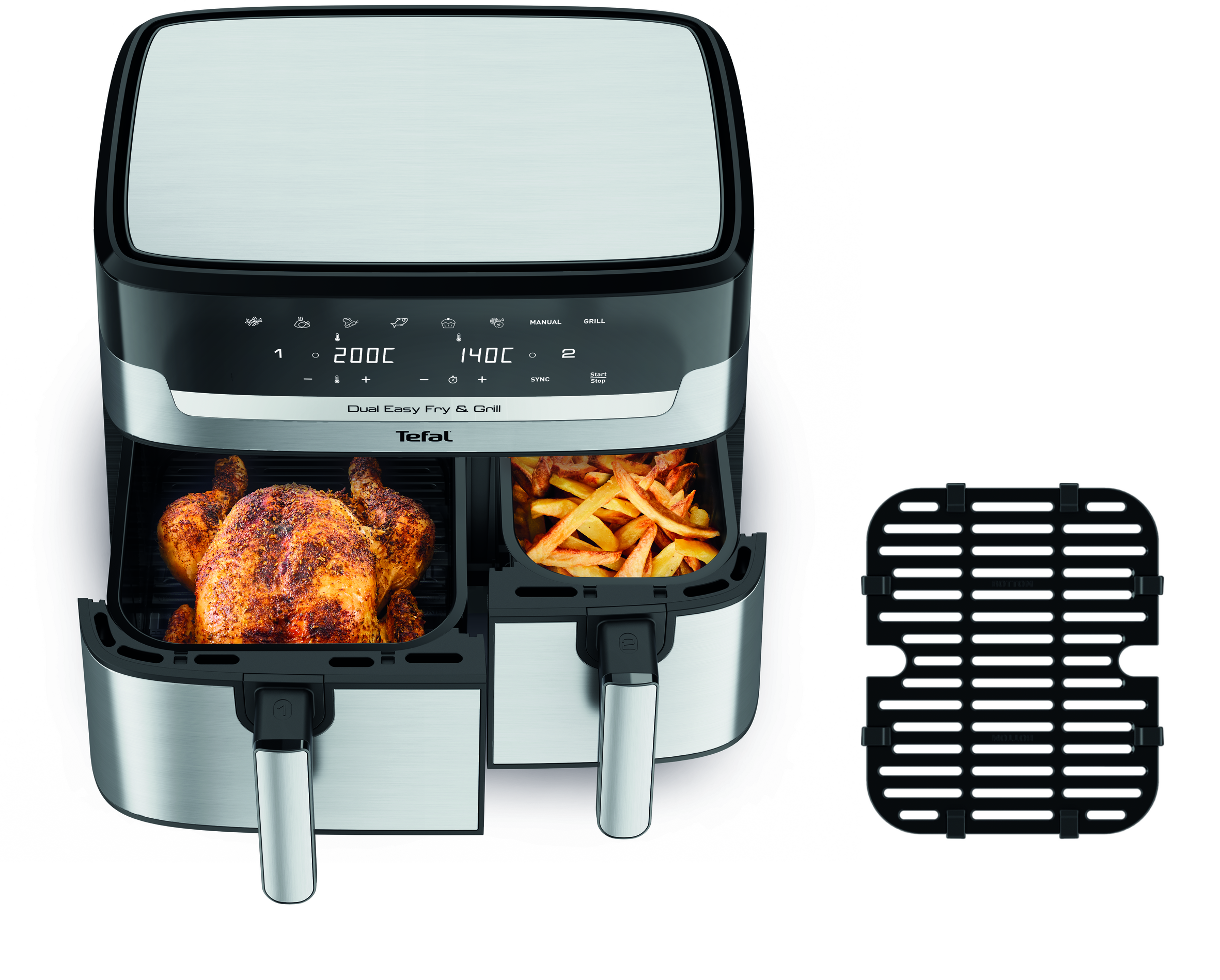 Dual Easy Fry & Grill EY905D10 Air fryer - 8 programma's - 5,2L + 3,1L
