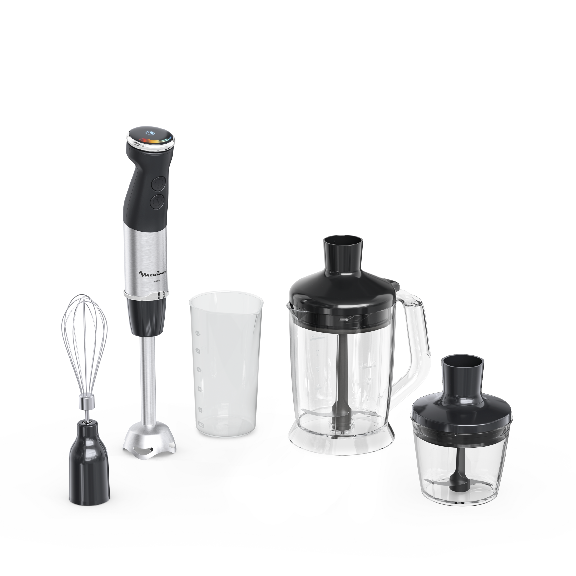 Quickchef+, Batidora de mano, cuchillas con tecnología Powelix, 20 velocidades, 4 en 1, Negra