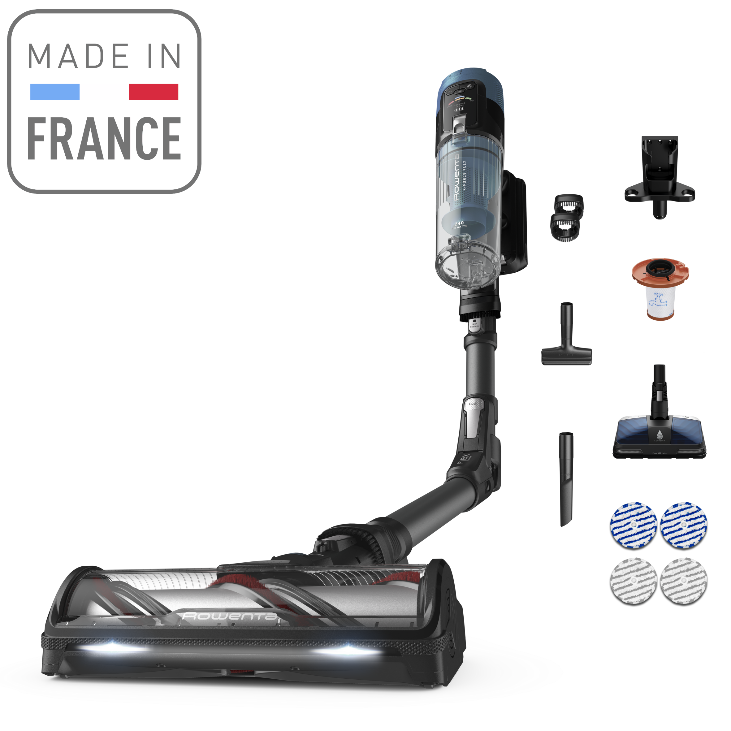 X-Force Flex 14.80, Многофункционална безкабелна прахосмукачка, Всмукателна мощност от 240 Air Watts, Допълнително време на работа