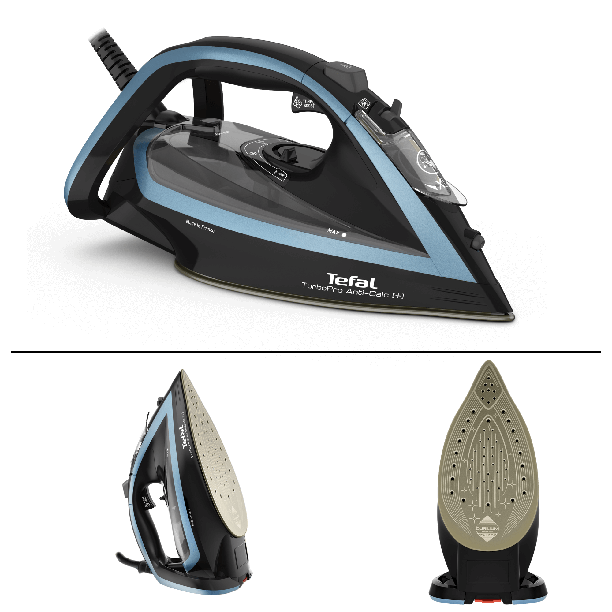 Tefal Turbo Pro Anti-Calc [+], żelazko parowe, 3000 W, eco, mocny poślizg