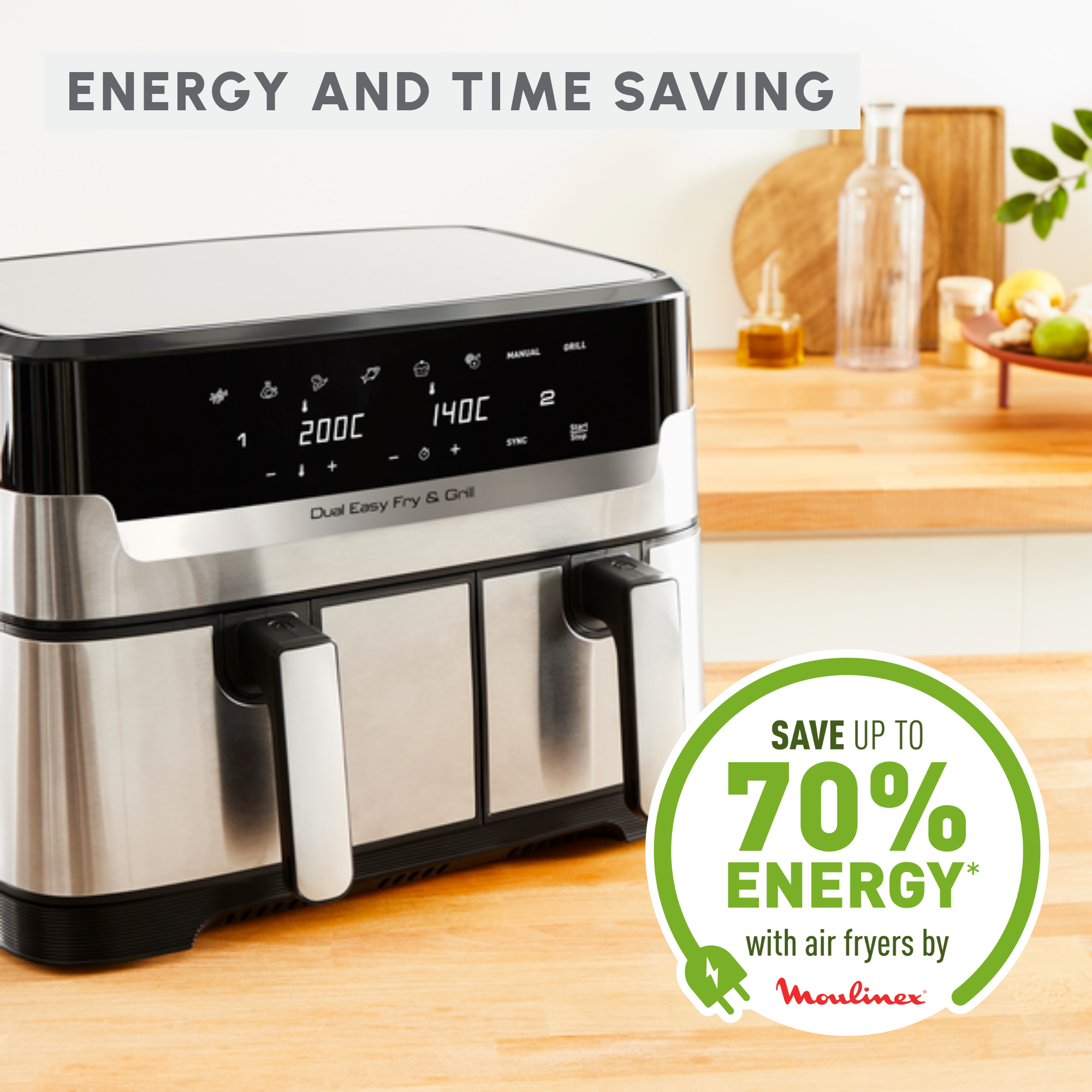 Dual easy fry grill 8 3 l inox fritadeiras sem leo moulinex
