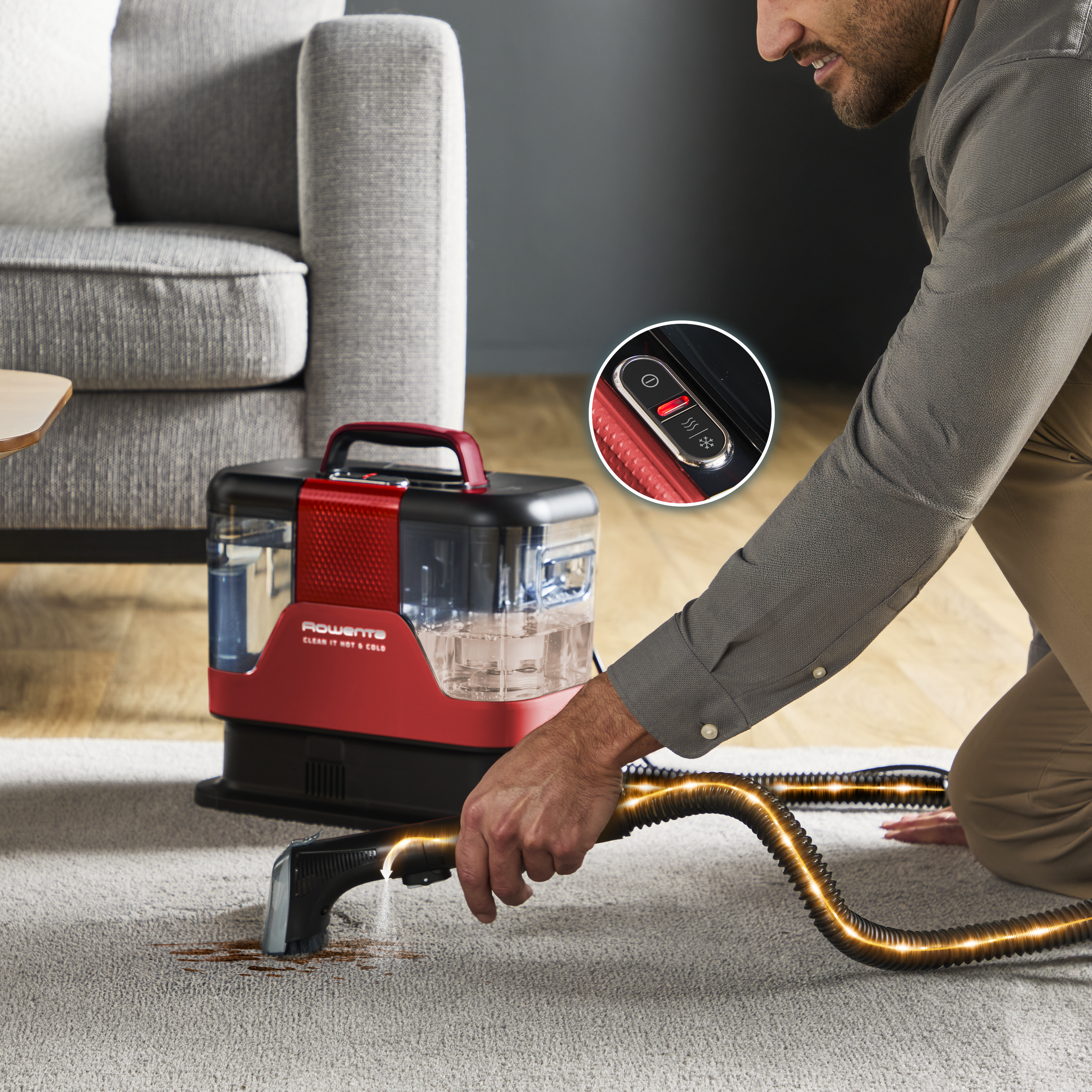 Clean It Hot & Cold, Smacchiatore, Pulitore per Tappeti, Due Modalit di  Pulizia | Lavatappeti | Rowenta