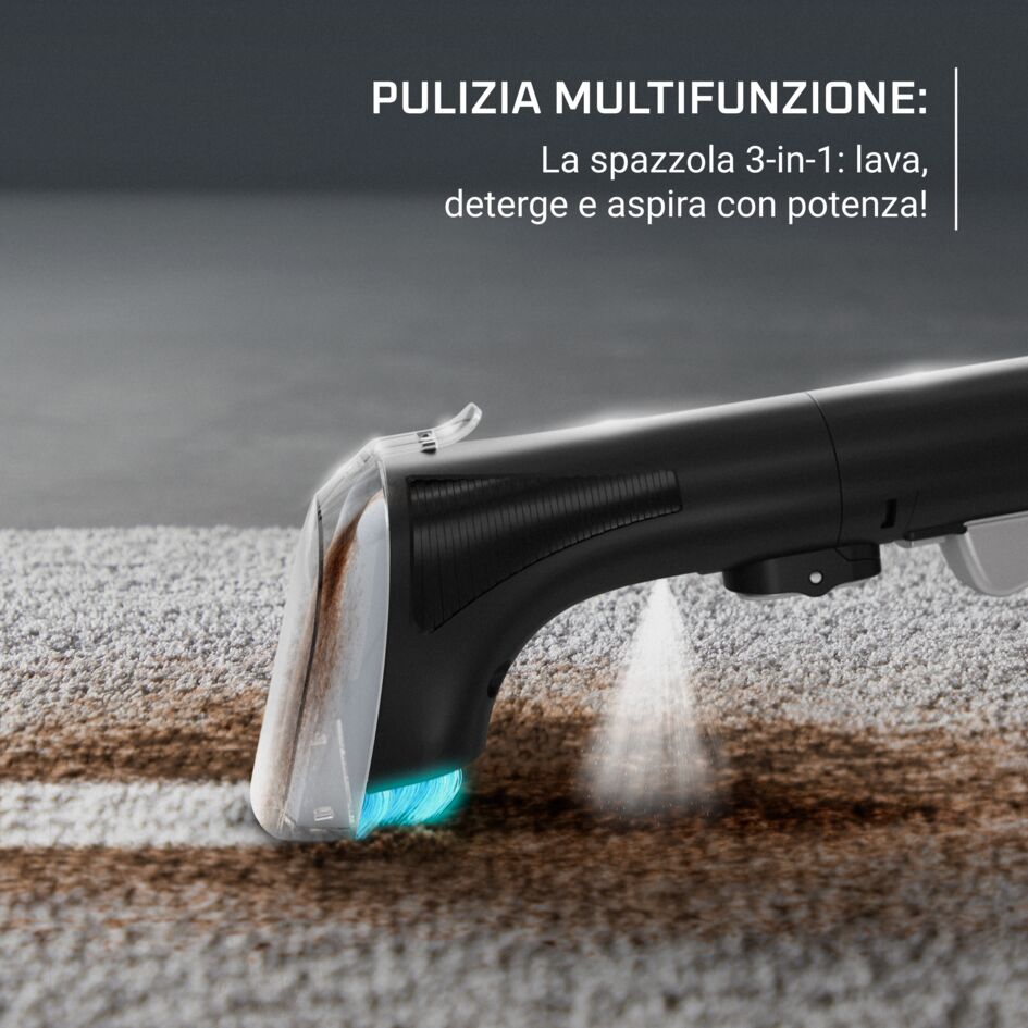 Clean It, Lavatappeti, Pulizia rapida di Macchie e Liquidi, Design Compatto